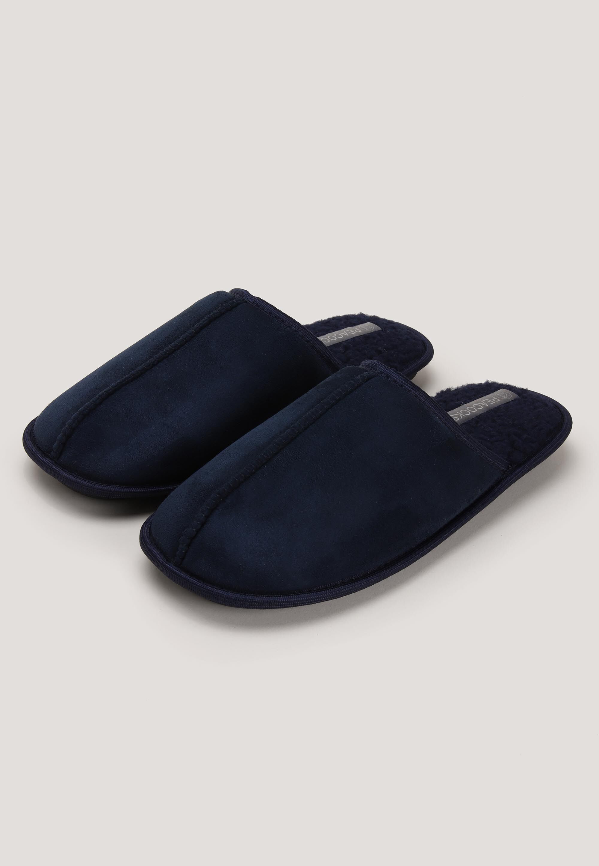 Mens Navy Plain Mule Slippers
