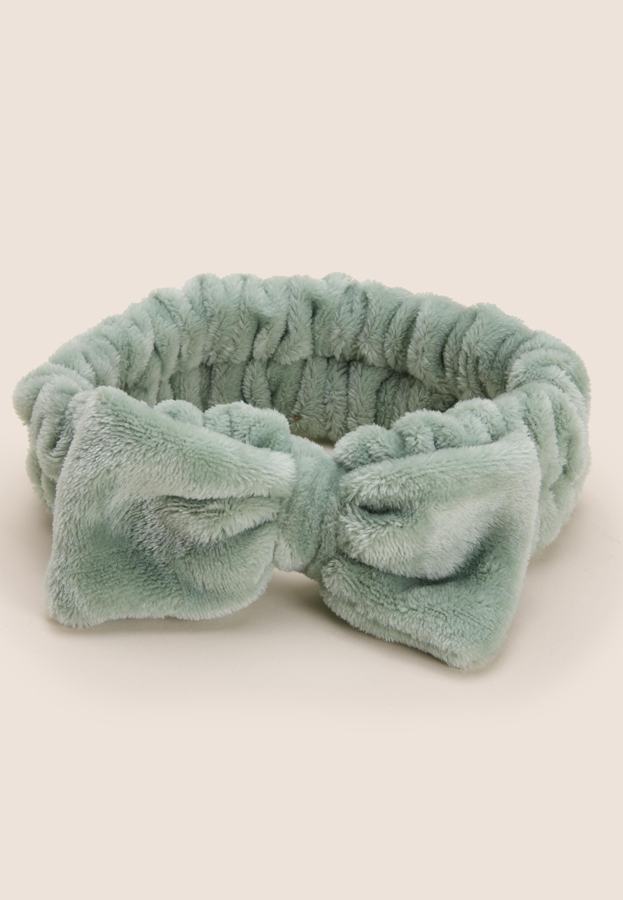 Womens Sage Soft Stretchy Fluffy Bow Headband