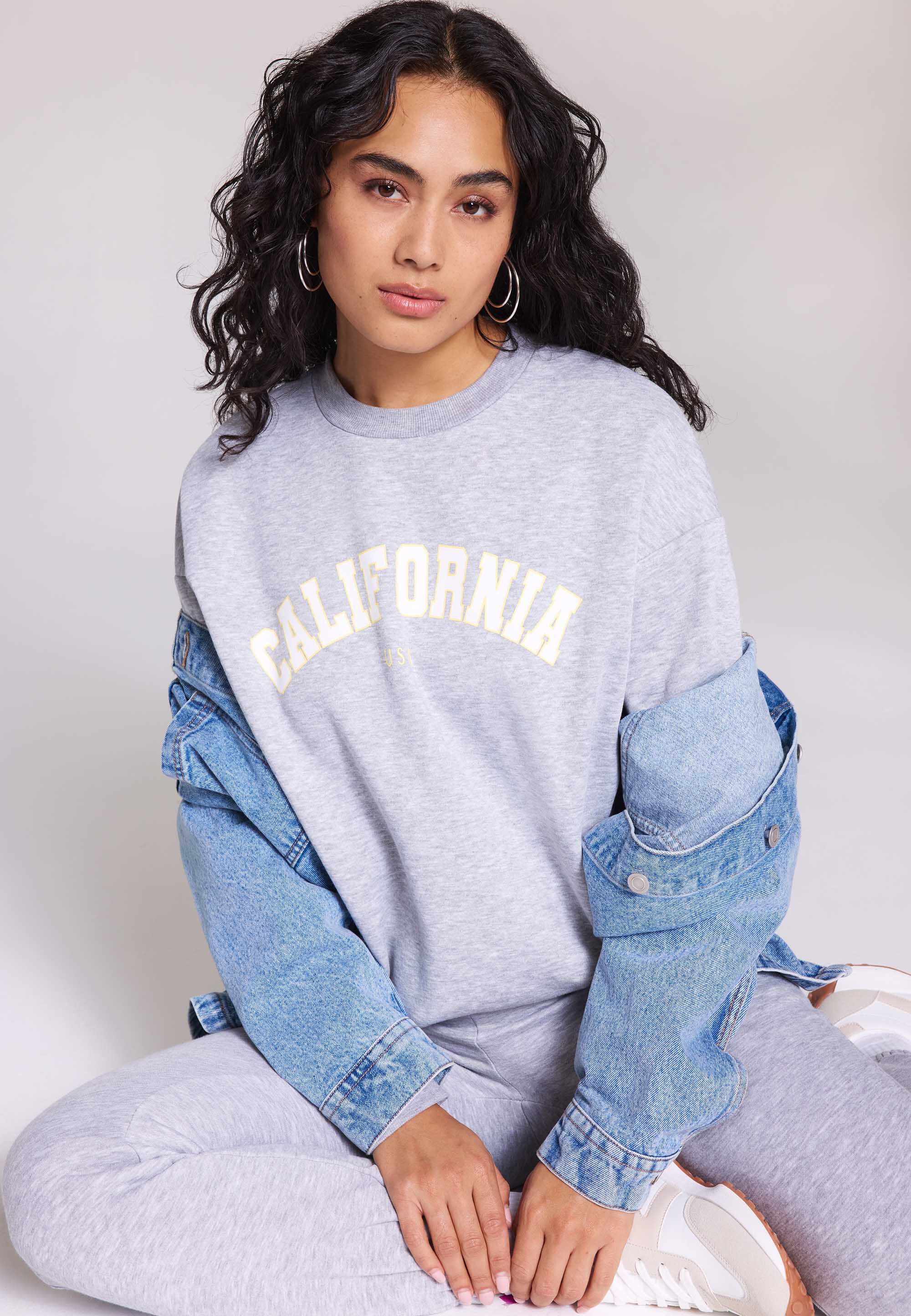 Womens Grey California Slogan Sweatshirt