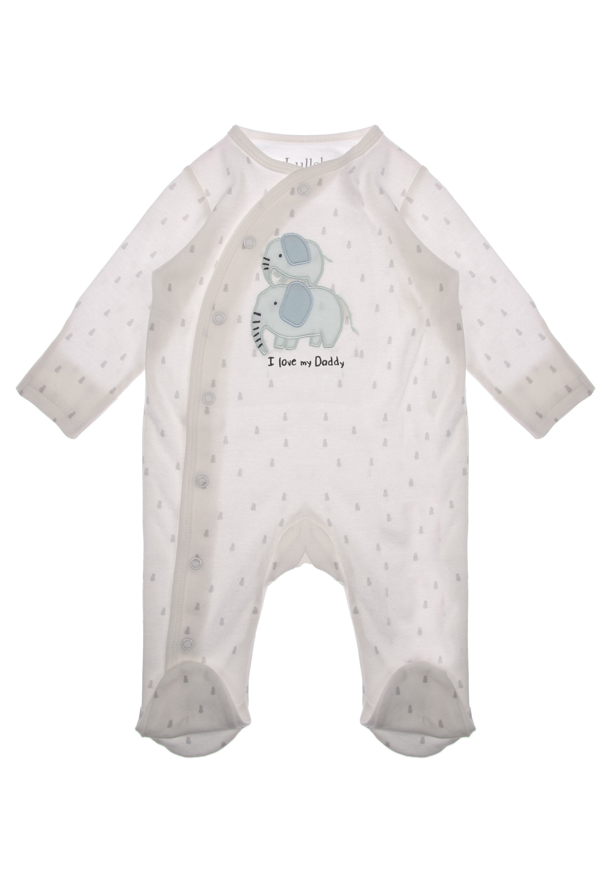 Baby Unisex White Daddy Elephant Sleepsuit