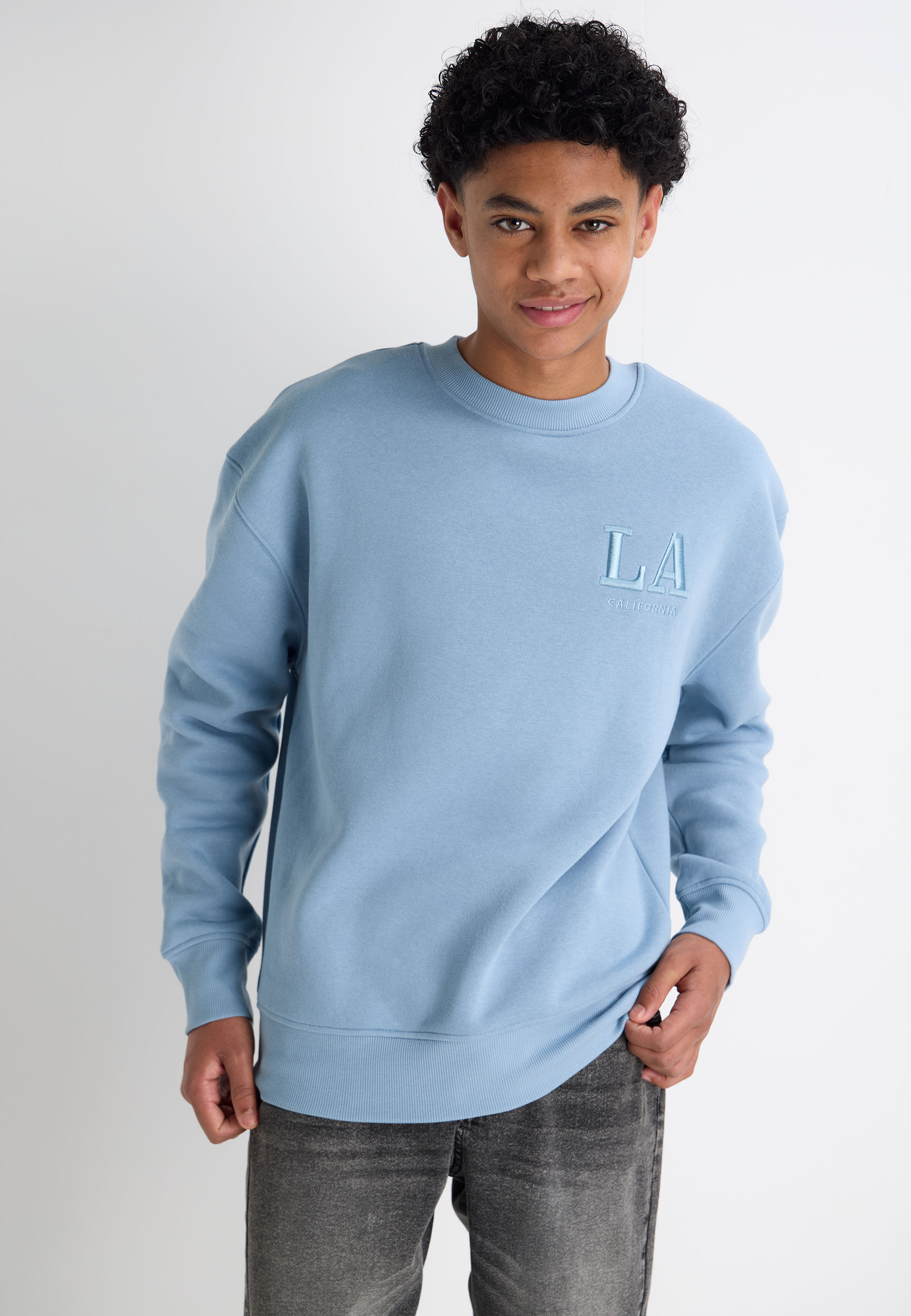 Older Boys Blue Embroidered Oversized Sweatshirt