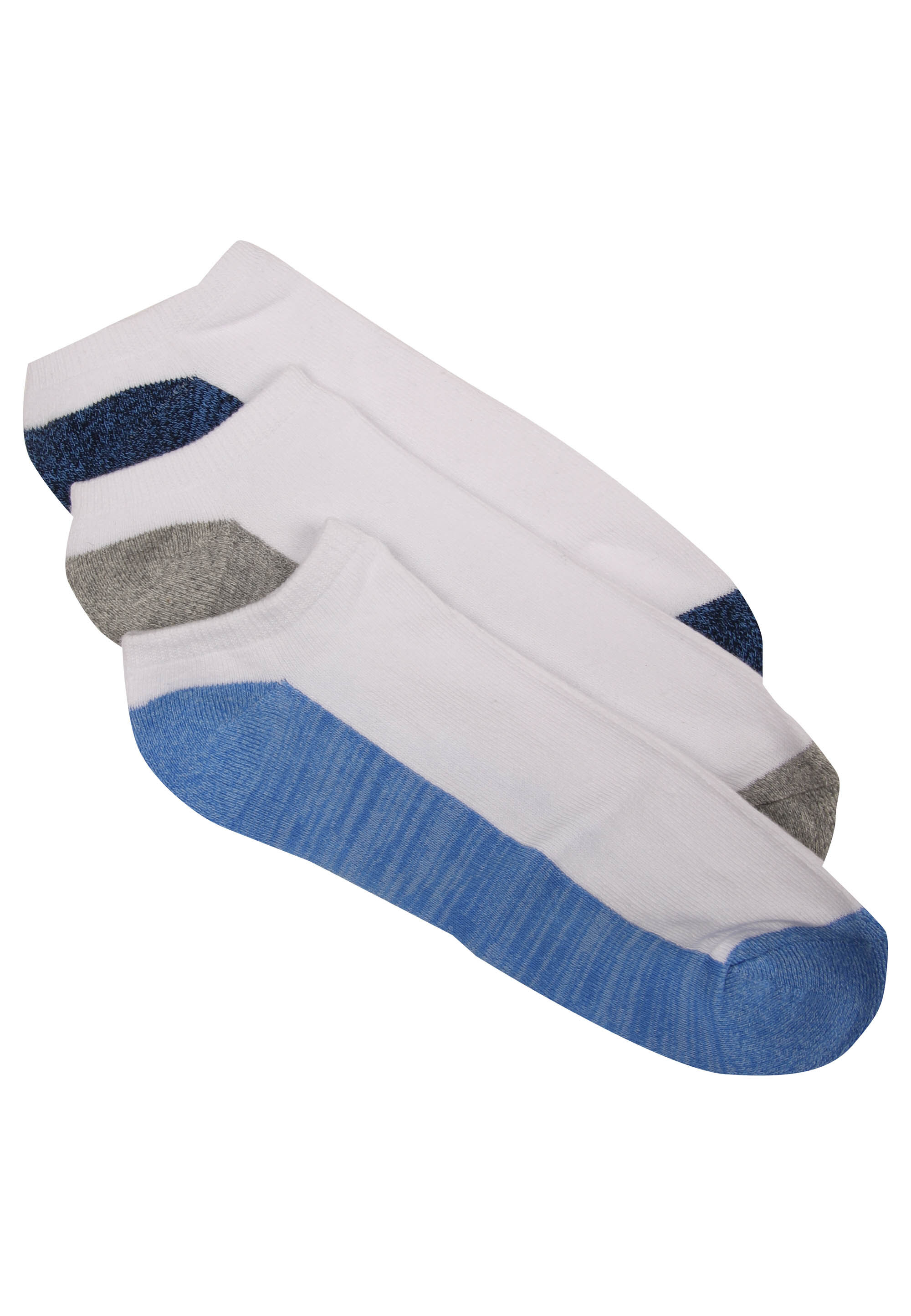Mens 3pk White & Blue Cushioned Sole Trainer Socks
