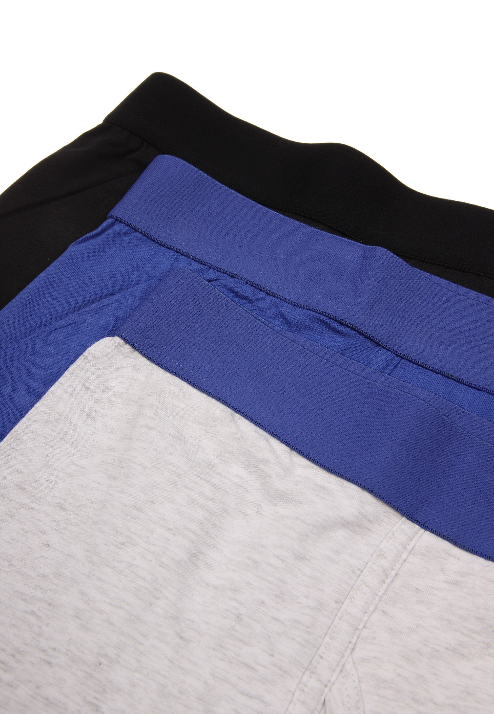 Mens 3pk Grey & Blue Trunks with Keyhole