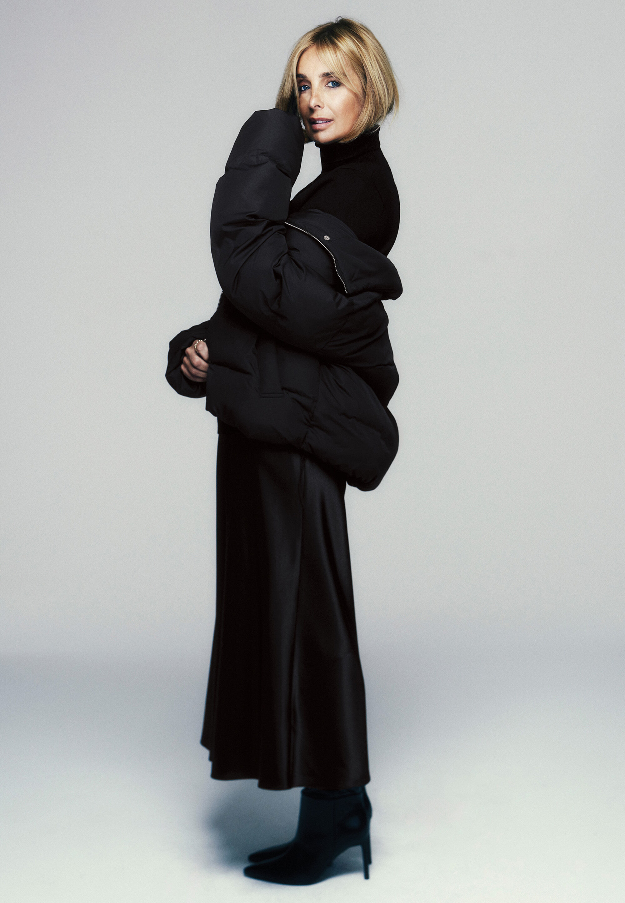Womens Black Padded Mid Length Coat