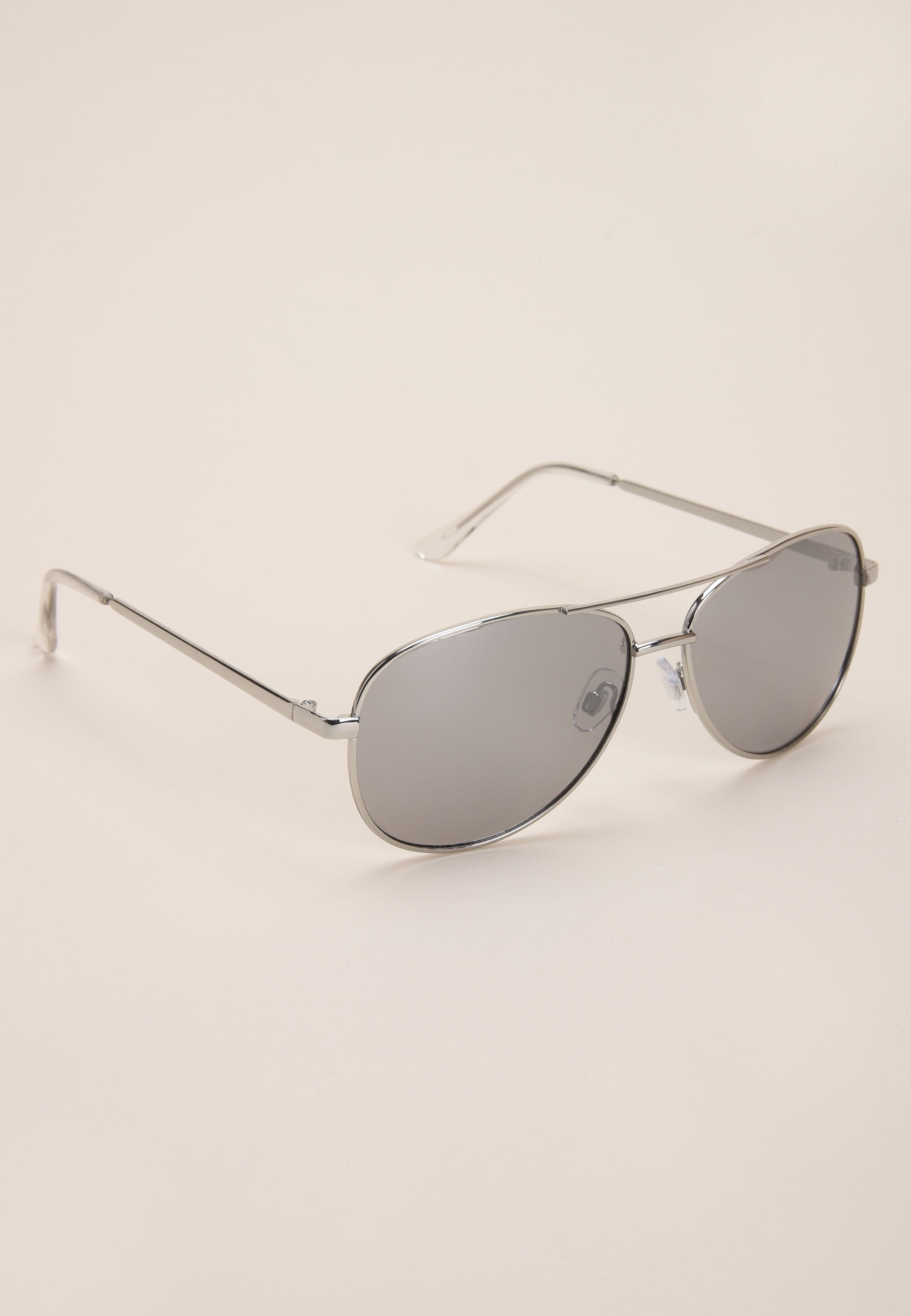 Womens Silver Mirrored Aviator Sunglasses