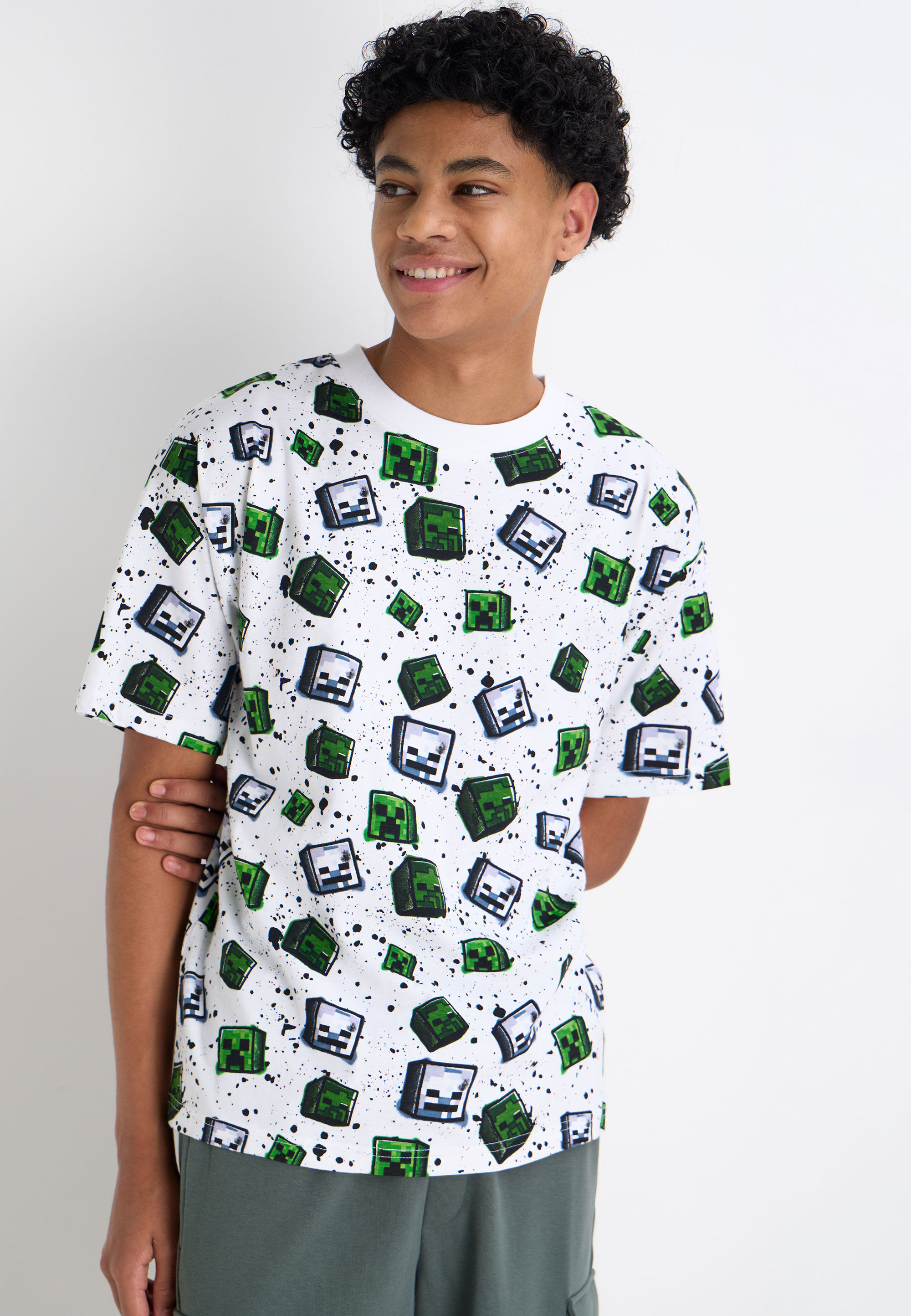 Older Boys White Minecraft Graphic Print T-Shirt