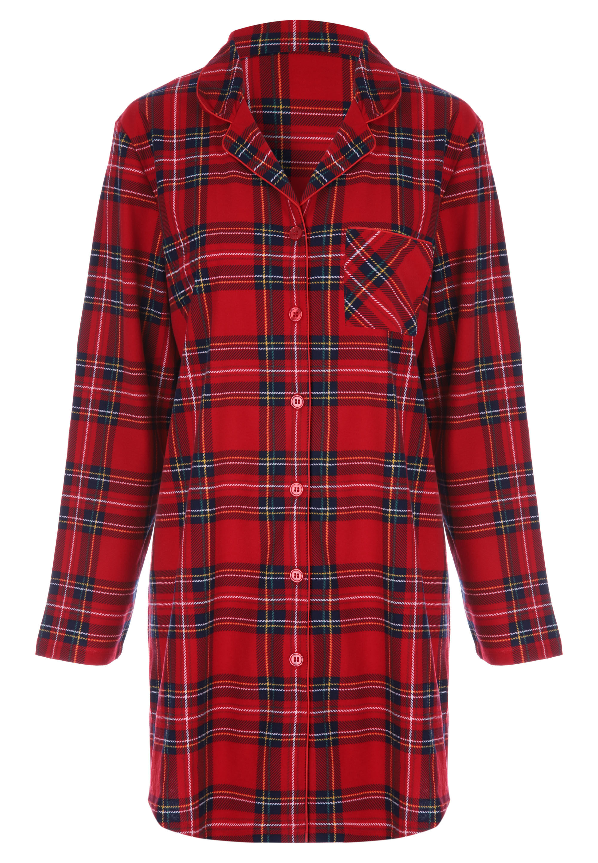 Womens Red Check Button Up Nightdress