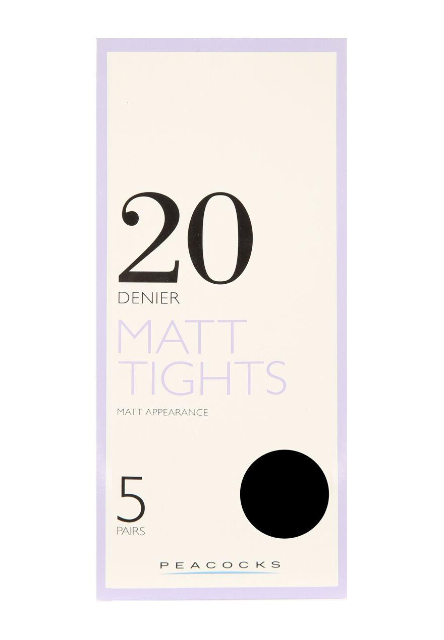 Womens Black Bare 20 Denier 5pk Tights Medium