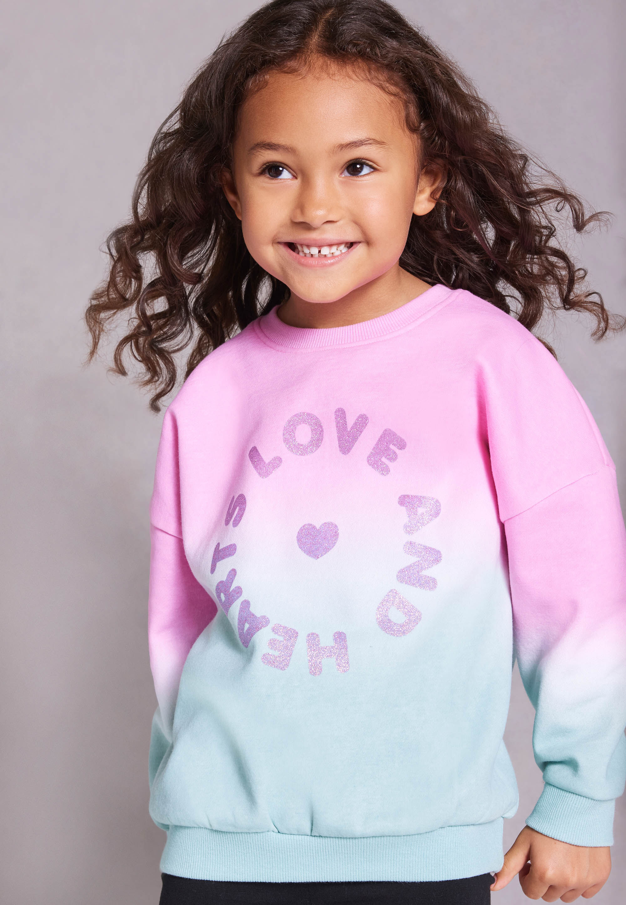 Younger Girls Pink & Green Dip-Dye Sweatshirt