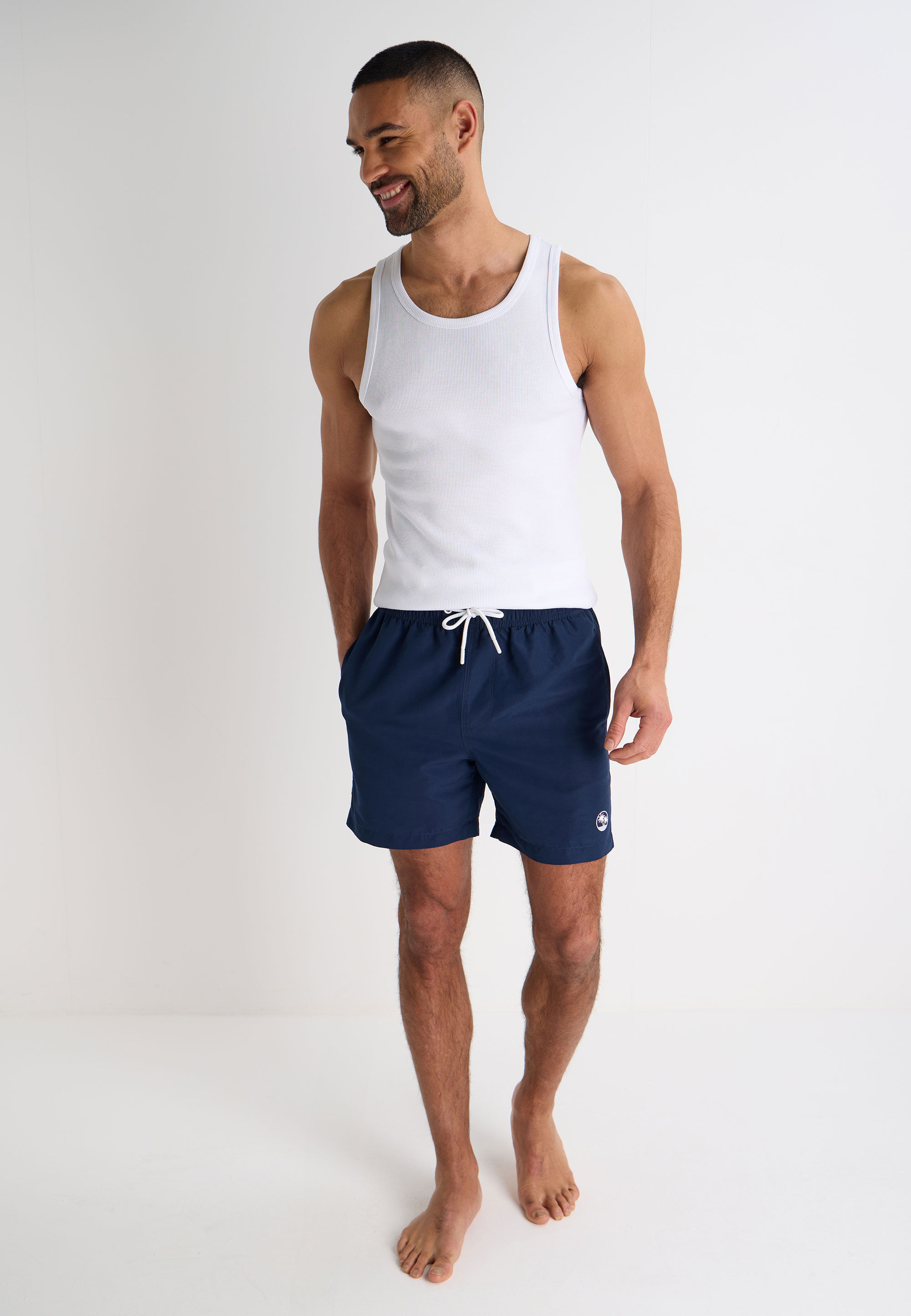 Mens Navy Plain Swim Shorts