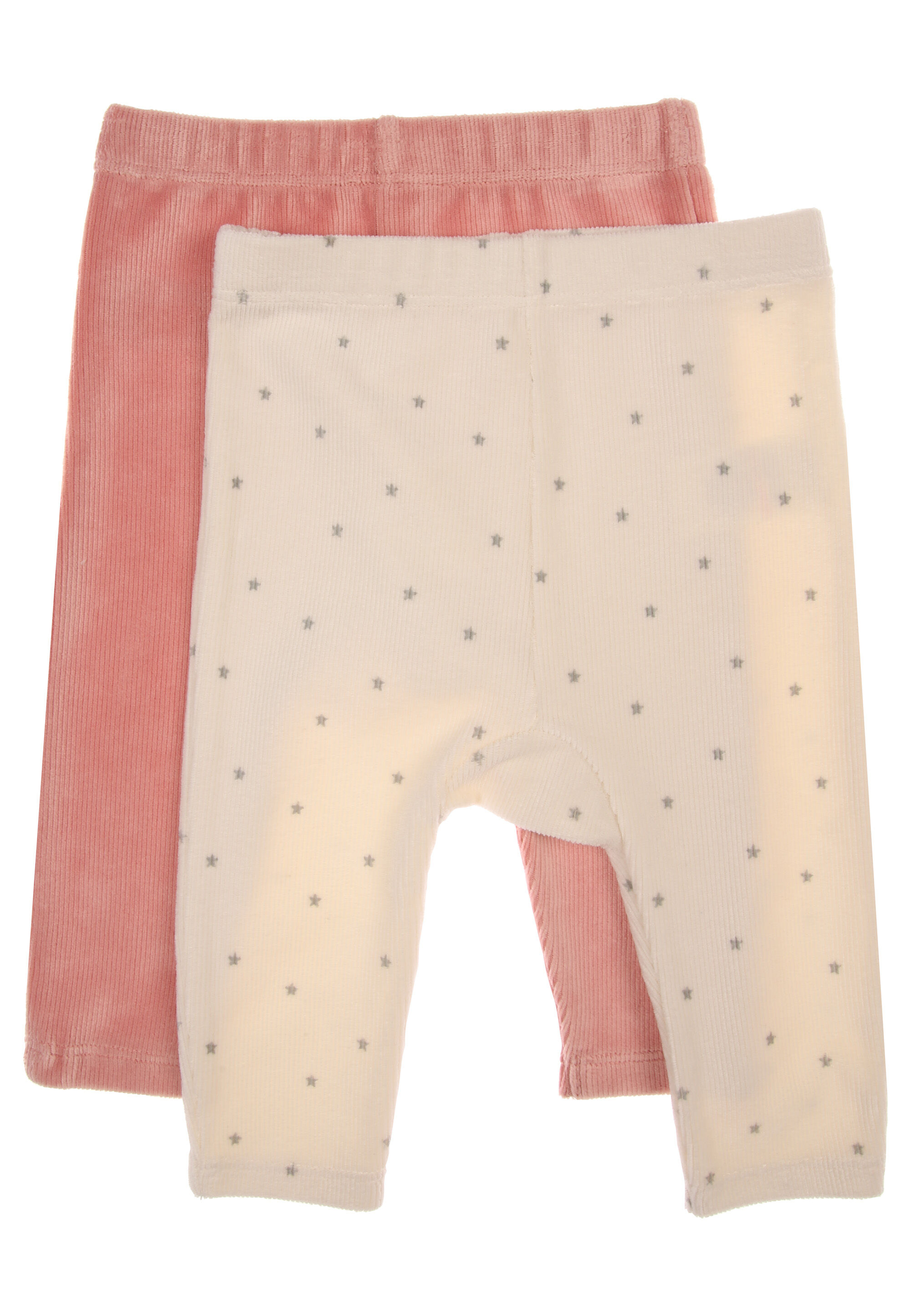 Baby Girls 2pk Pink & White Star Velvet Leggings