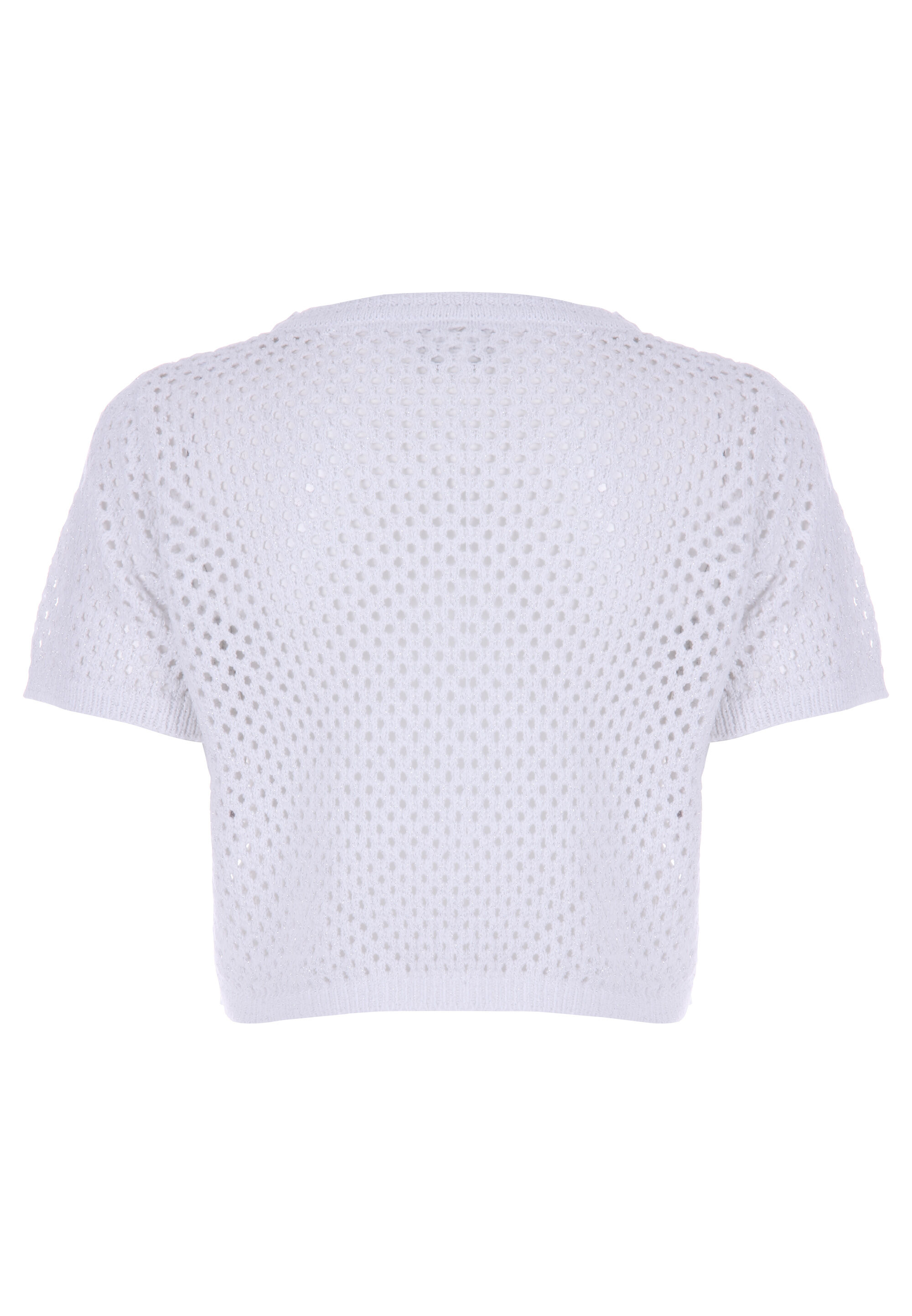 Older Girls White Sparkle Cropped Jumper
