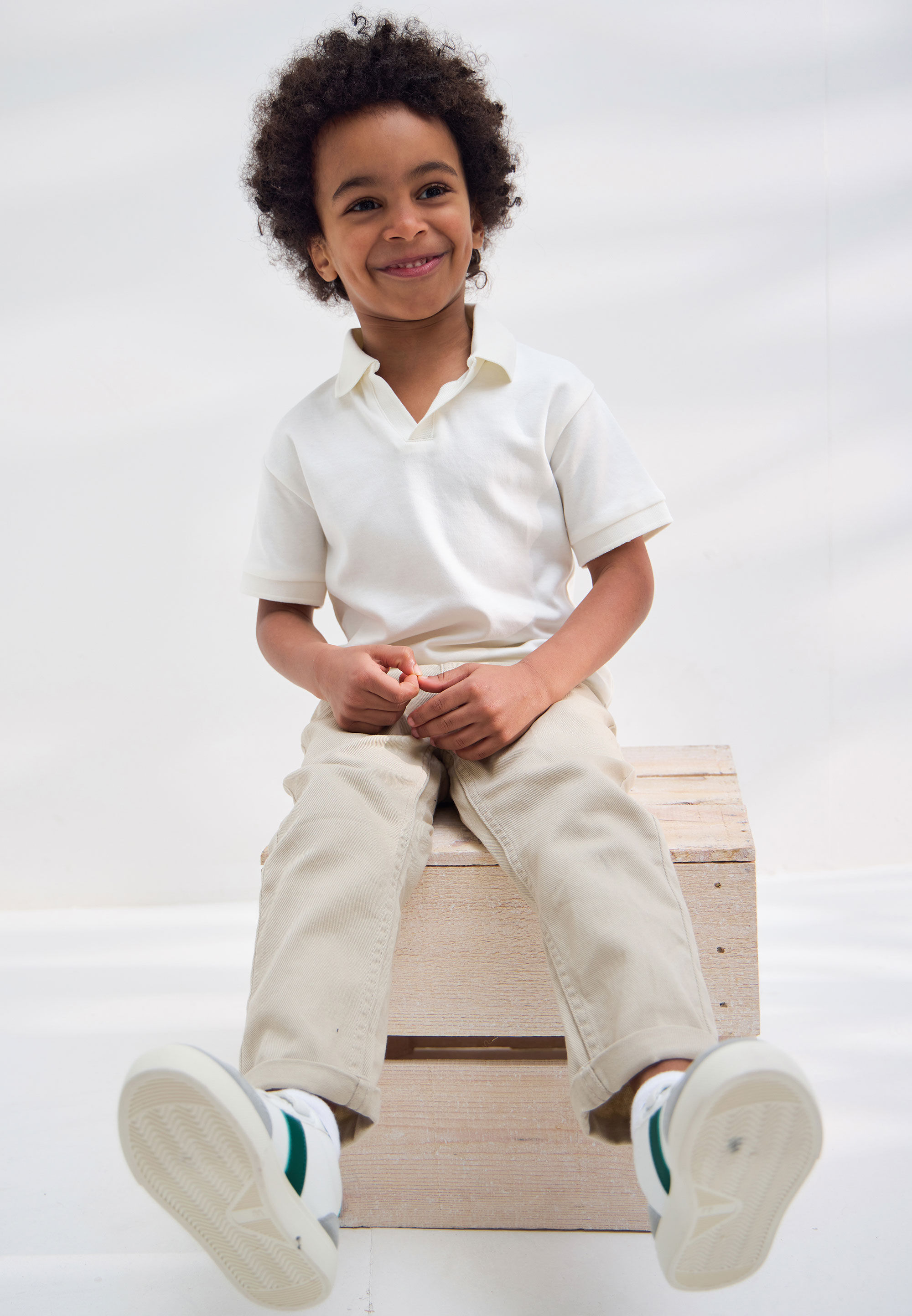 Younger Boys Ecru Plain Polo Shirt