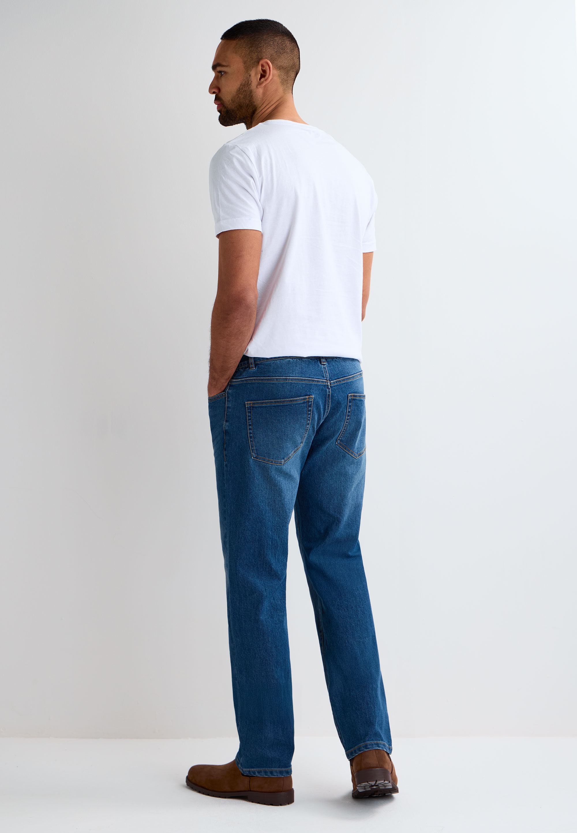Mens Dark Blue Plain Straight Ollie Jeans
