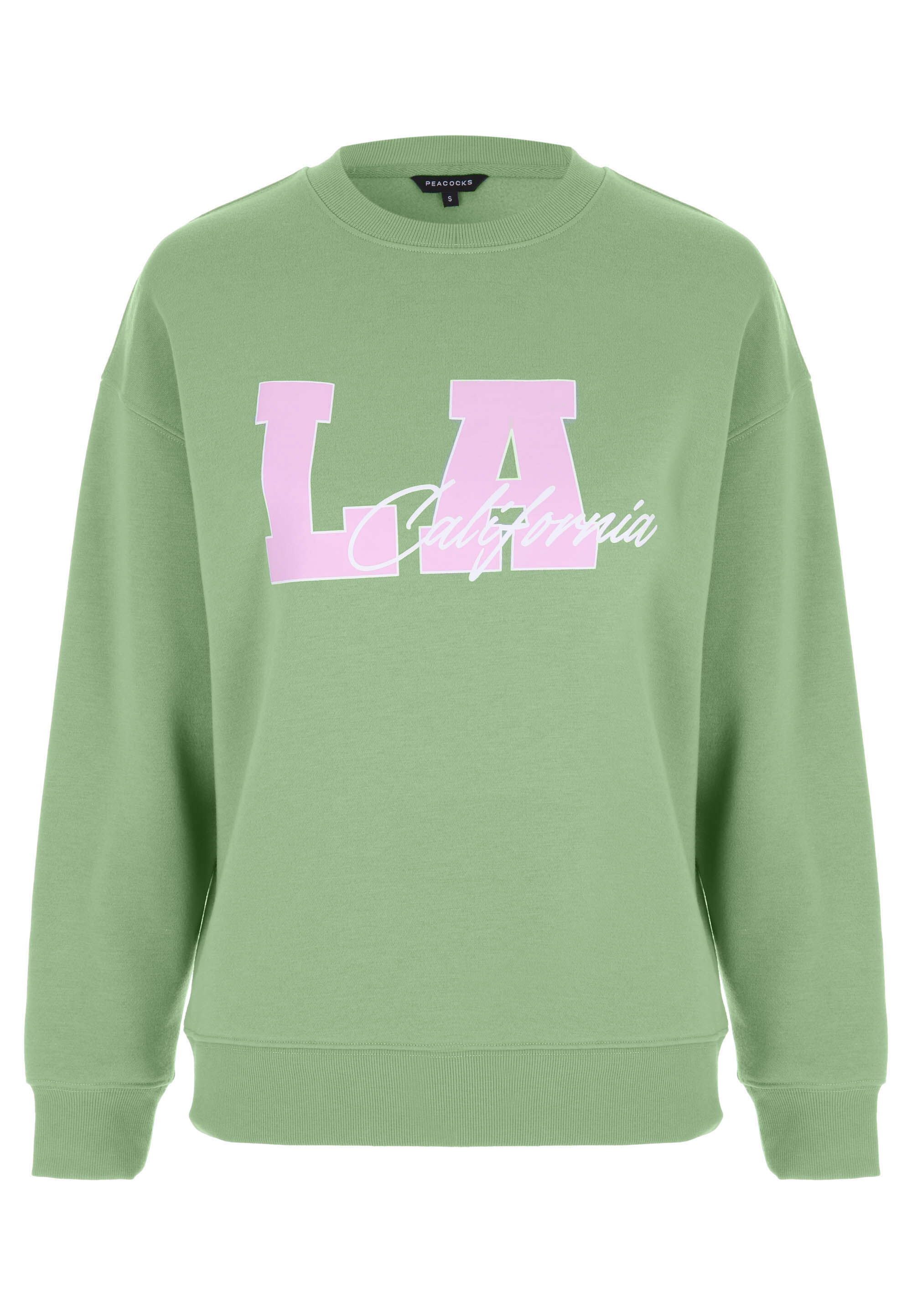 Womens Green & Pink LA California Graphic Sweatshirt