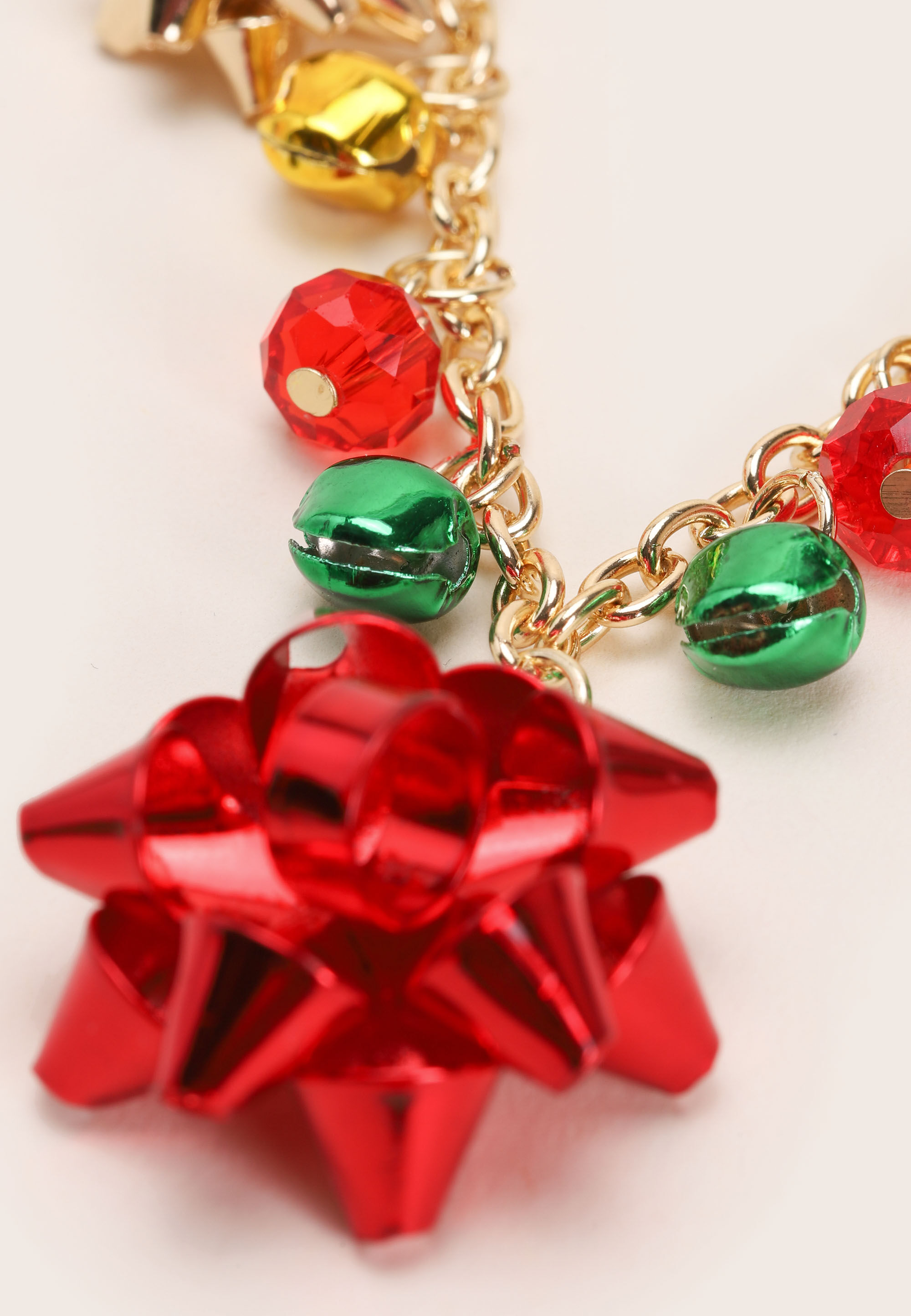 Womens Gold Christmas Bow Metal Necklace