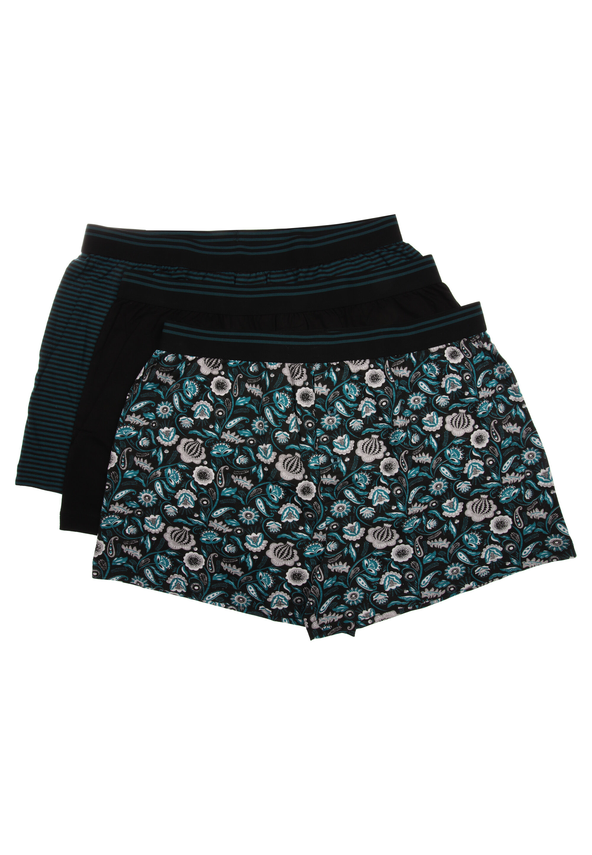 Mens 3pk Green Paisley Print Loose Fit Boxers