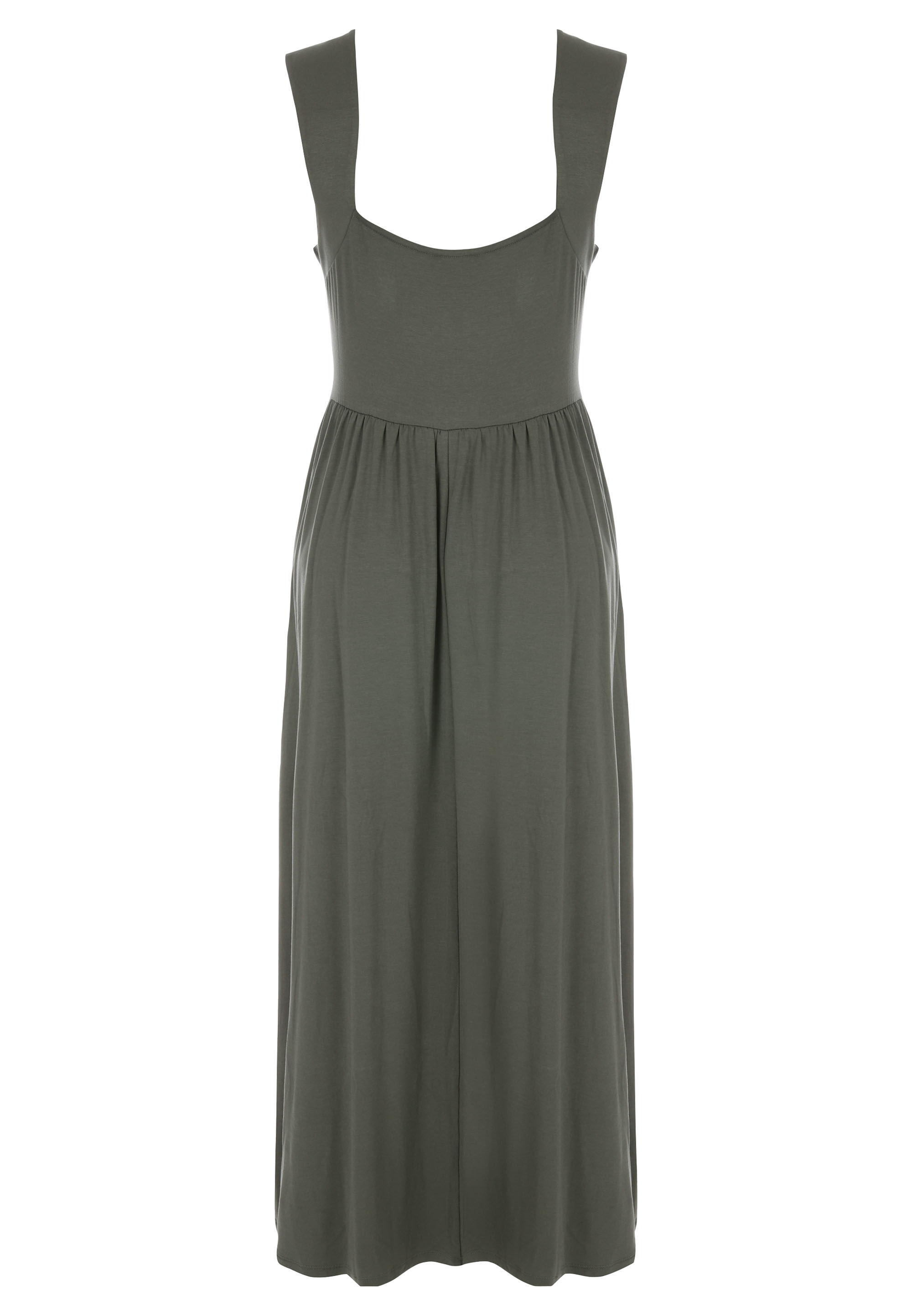 Womens Khaki Green Button Front Midi Dress