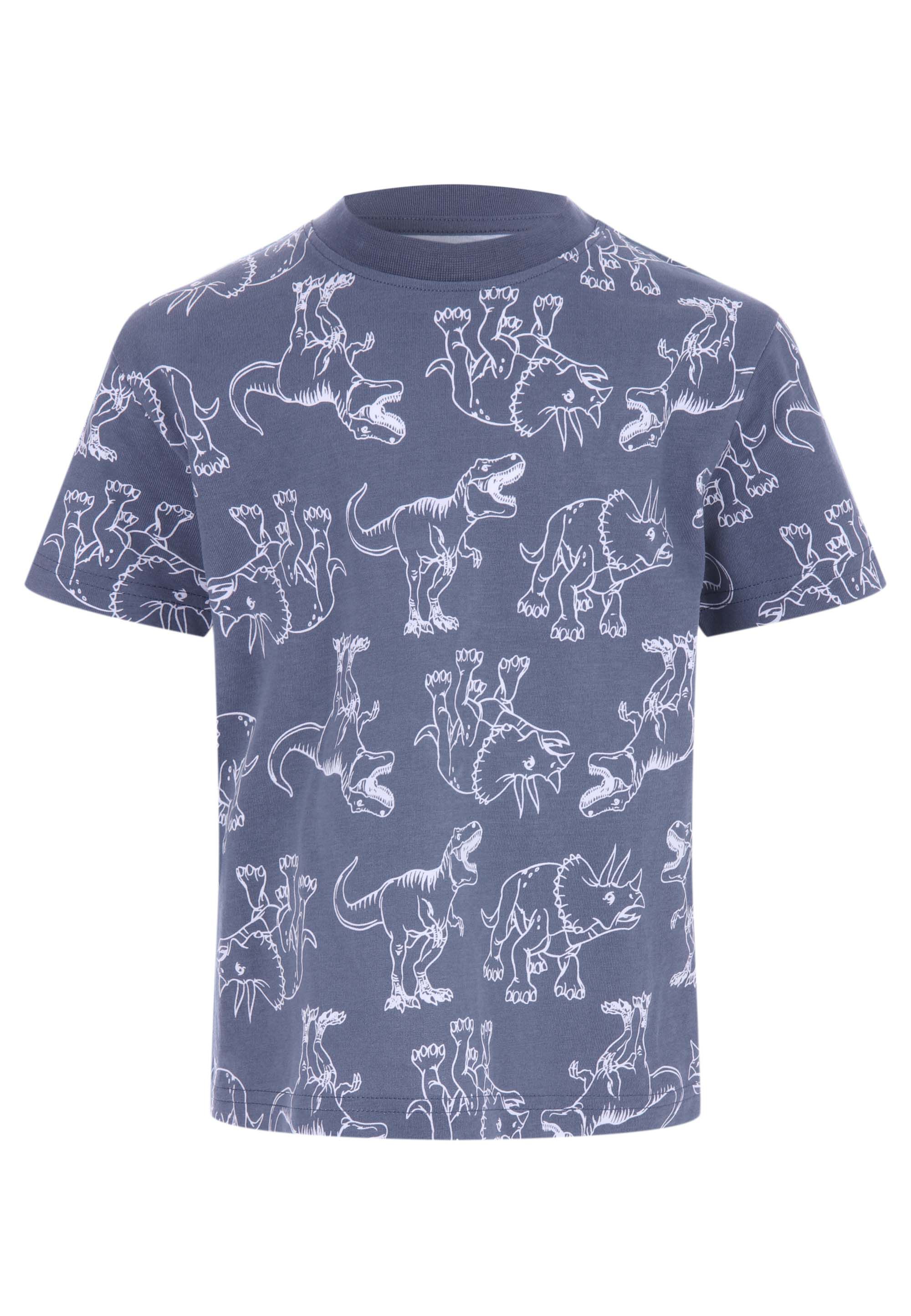 Younger Boys Grey Dinosaur Printed T-Shirt