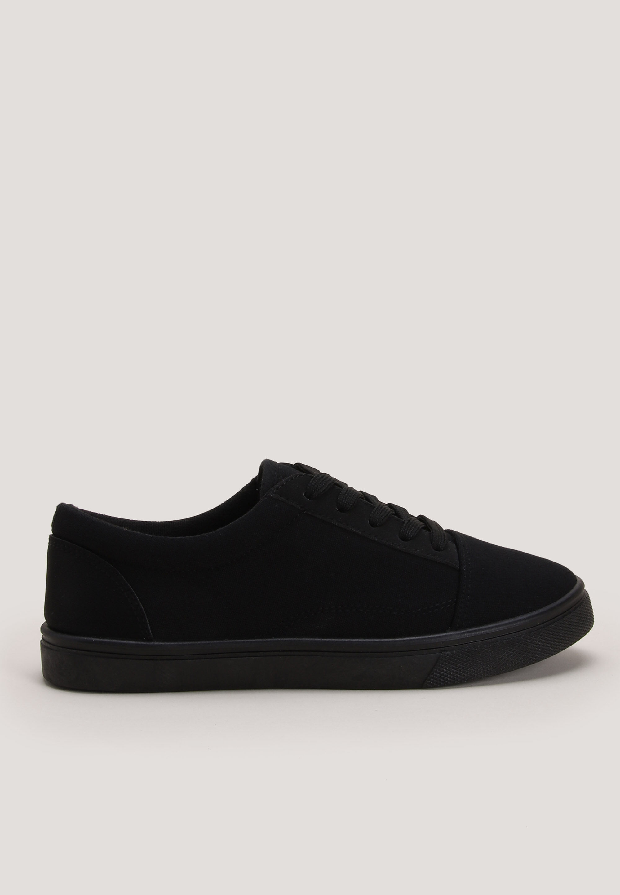 Older Boys Black Lace Up Canvas Shoes