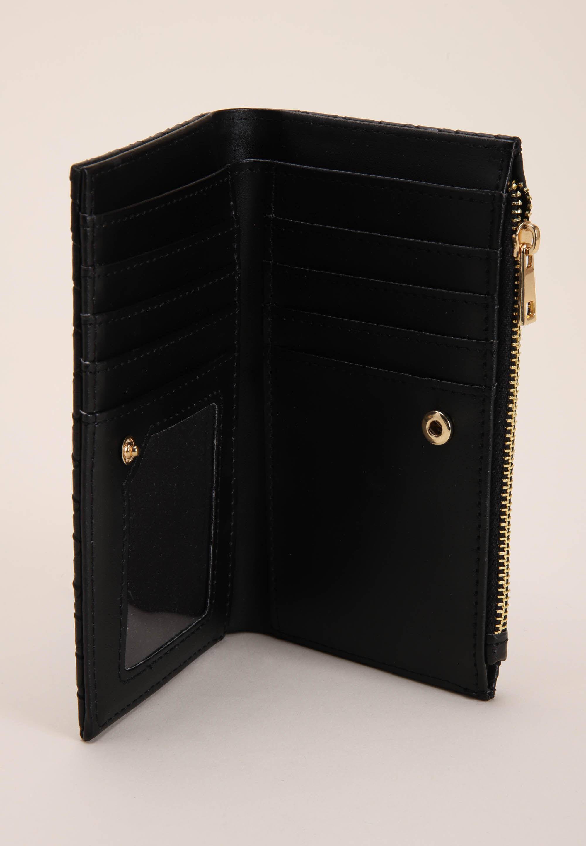 Womens Black Woven Textured Purse