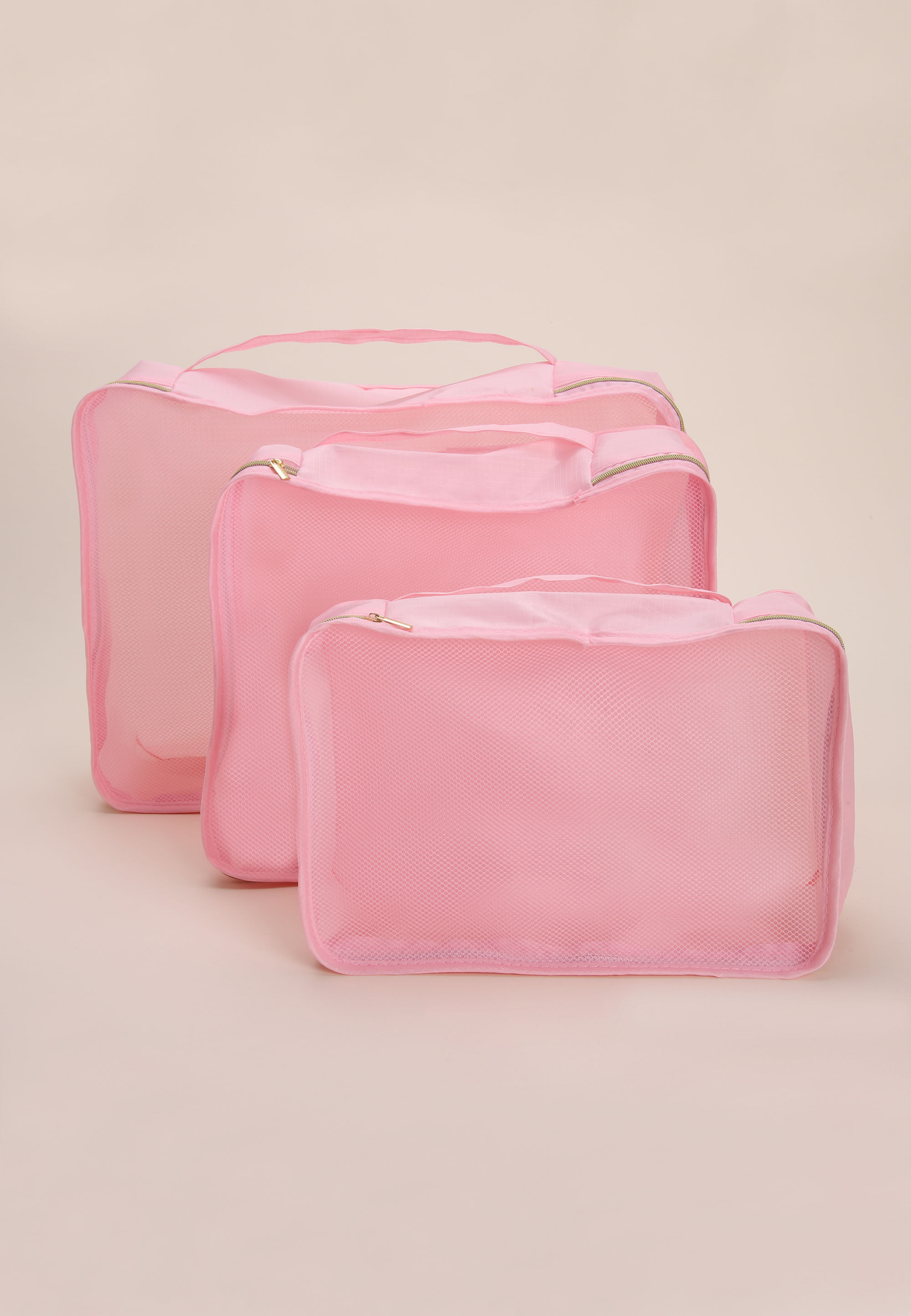 Womens 3pk Pink Travel Packing Organiser Cubes
