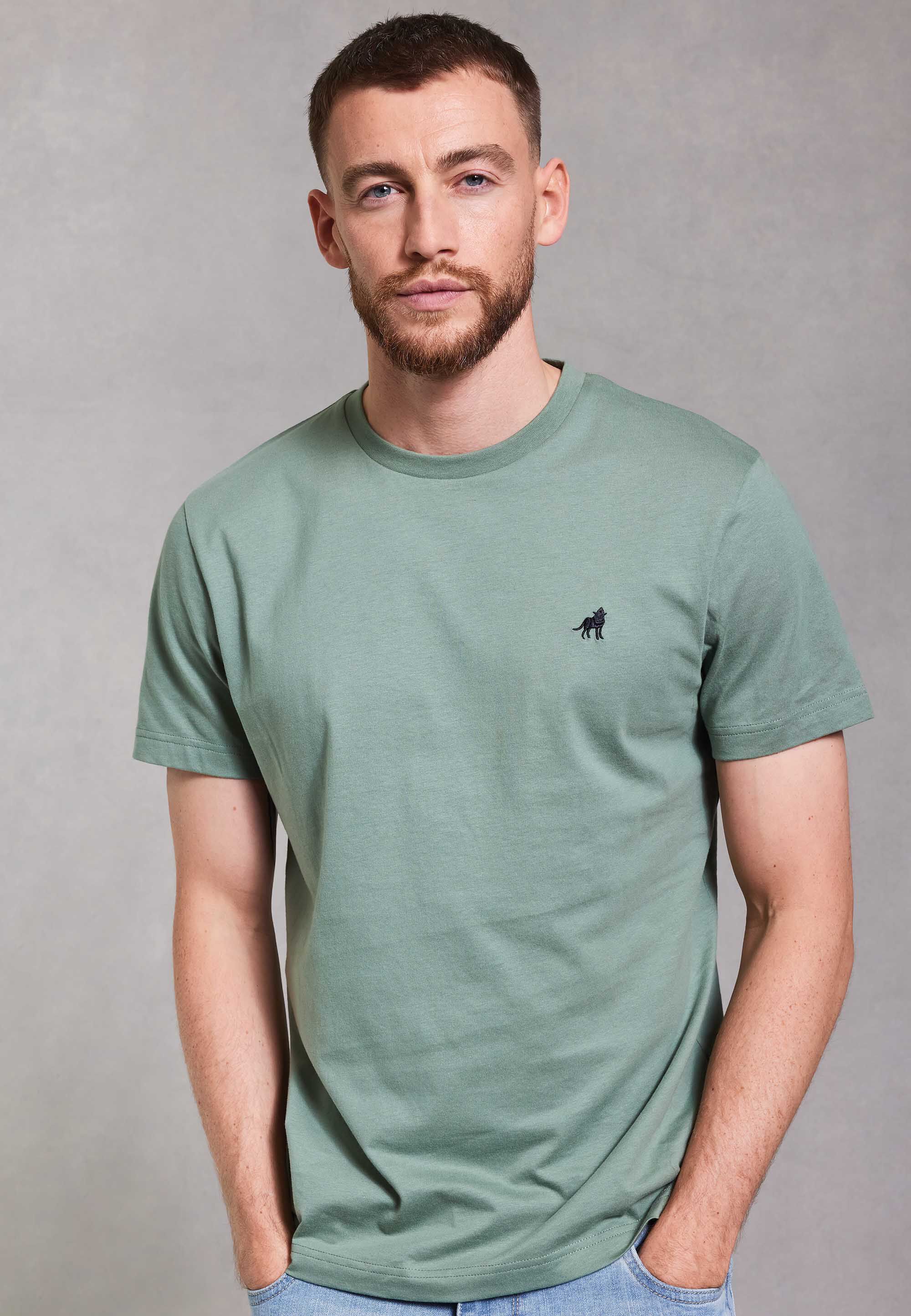 Mens Sage Crew Neck Basic T-Shirt