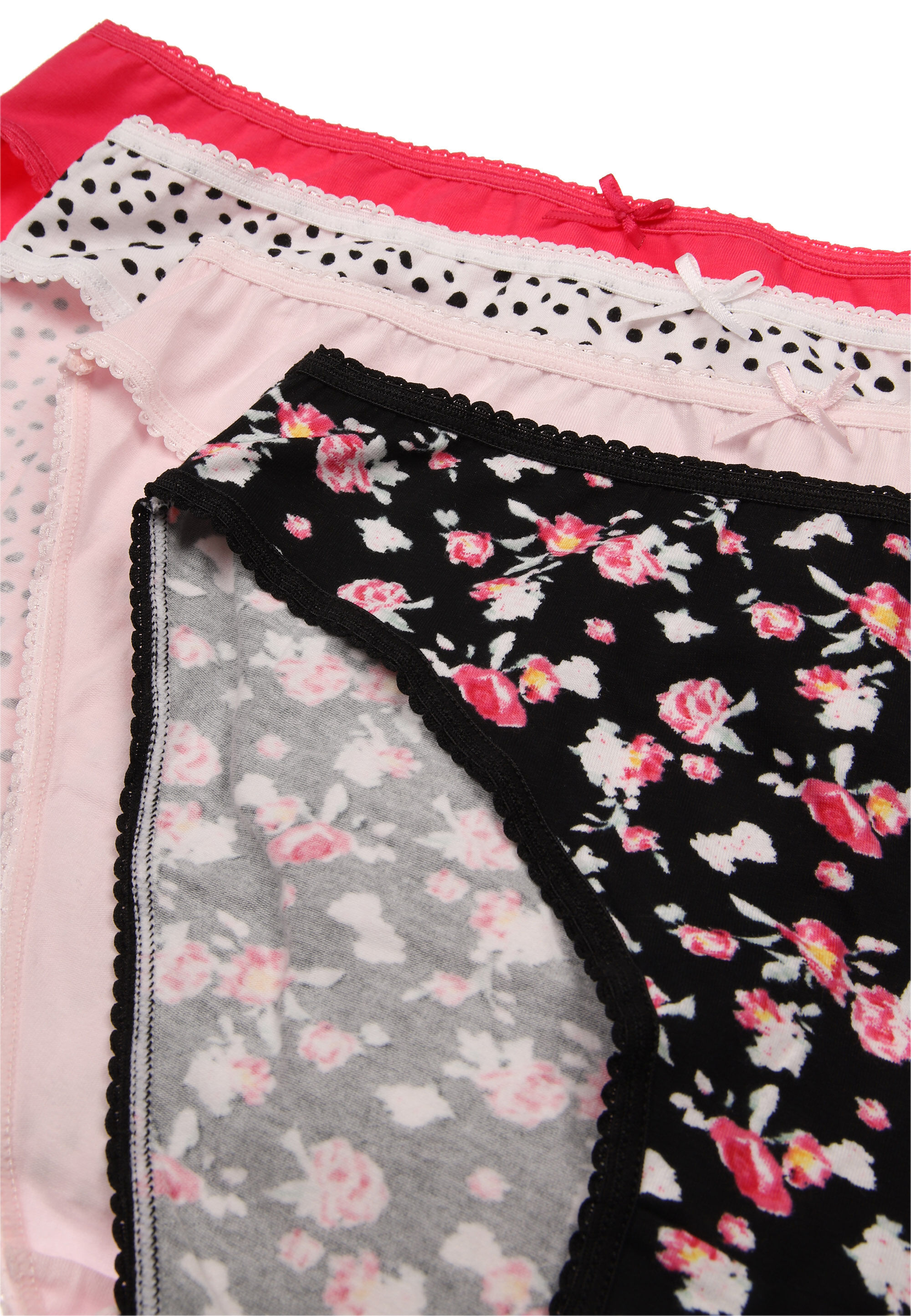 Womens 4pk Pink Floral High Cut Briefs