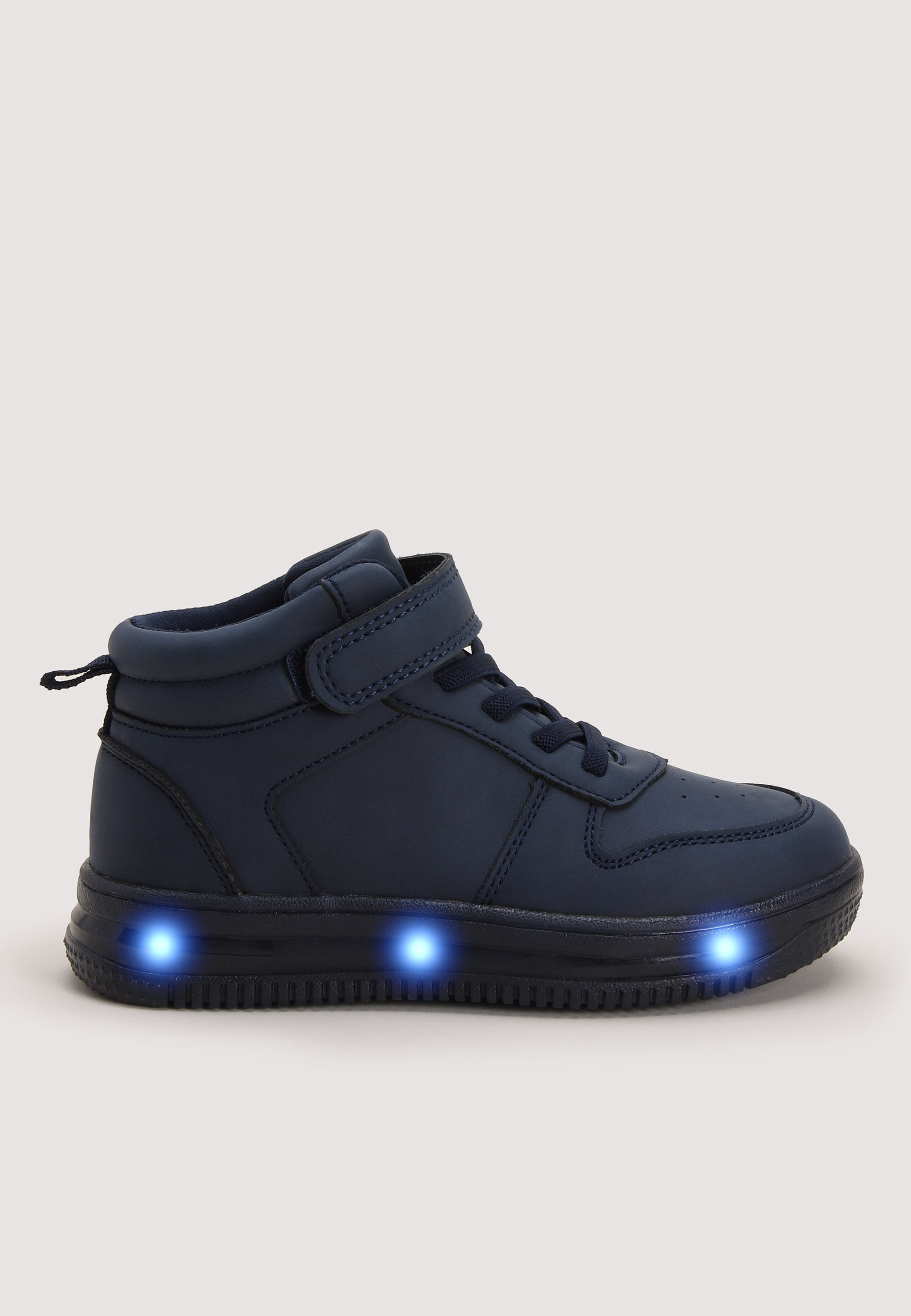 Younger Boys Navy High Top Light Up Trainers