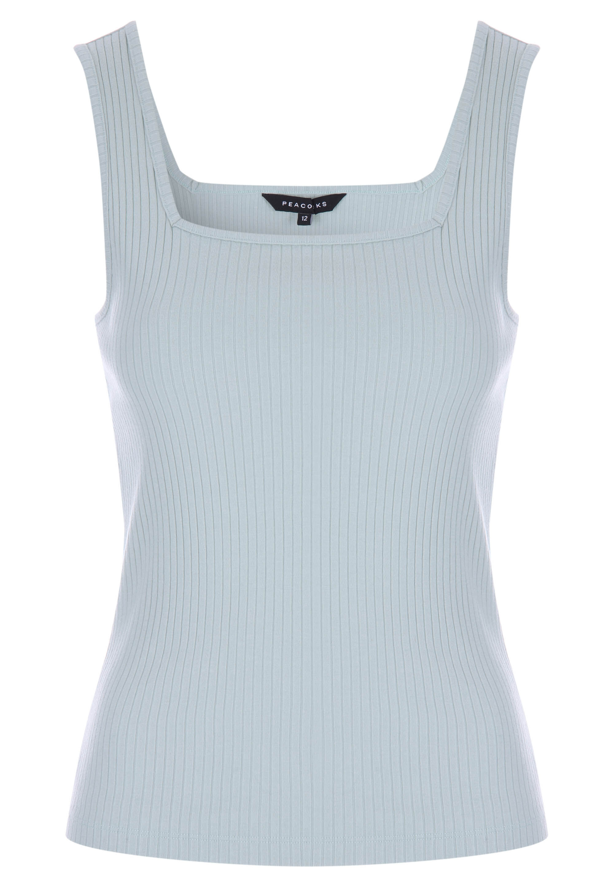 Womens Sage Ribbed Square Neckline Vest
