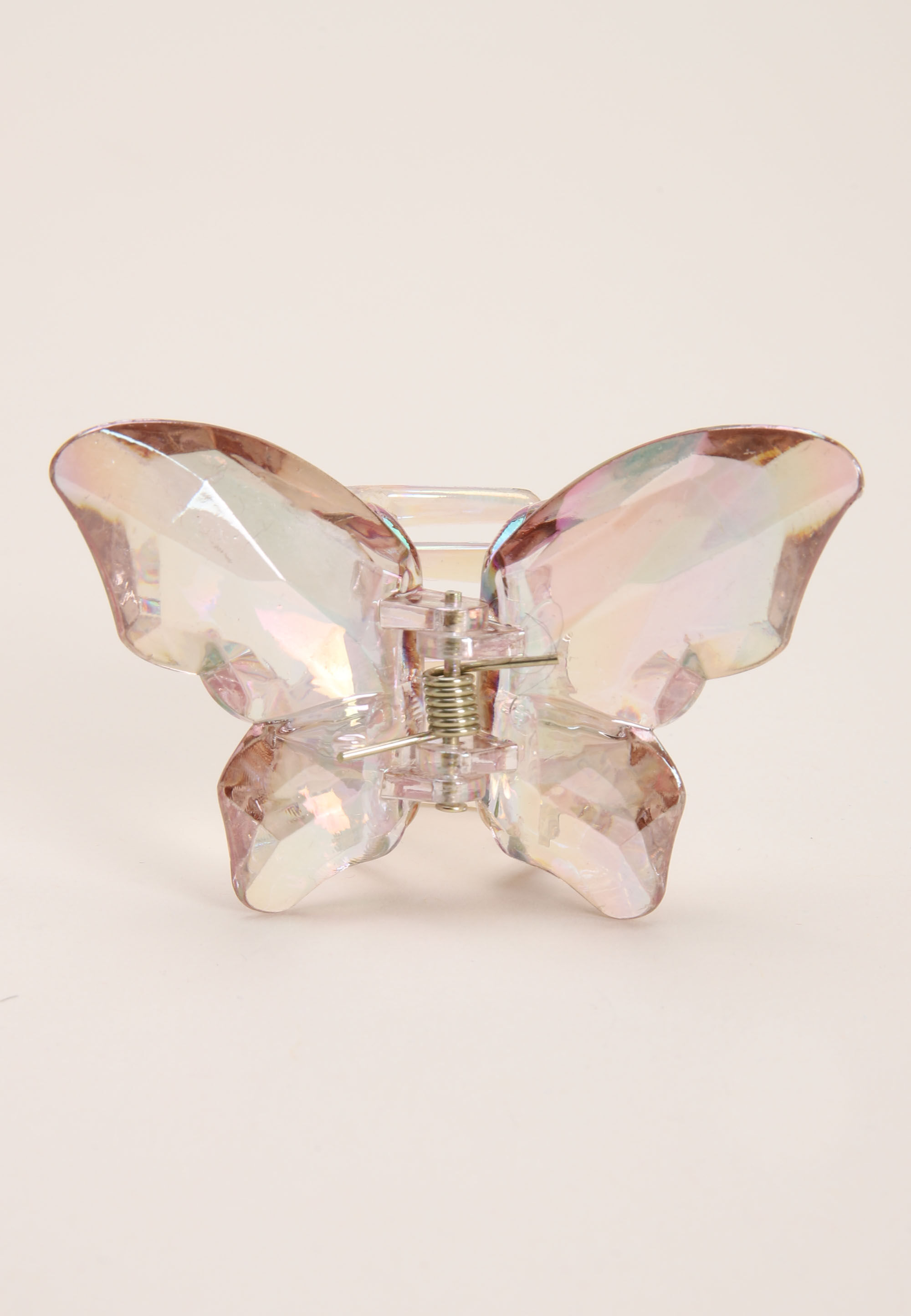 Womens Pink Clear Butterfly Claw Hair Clip