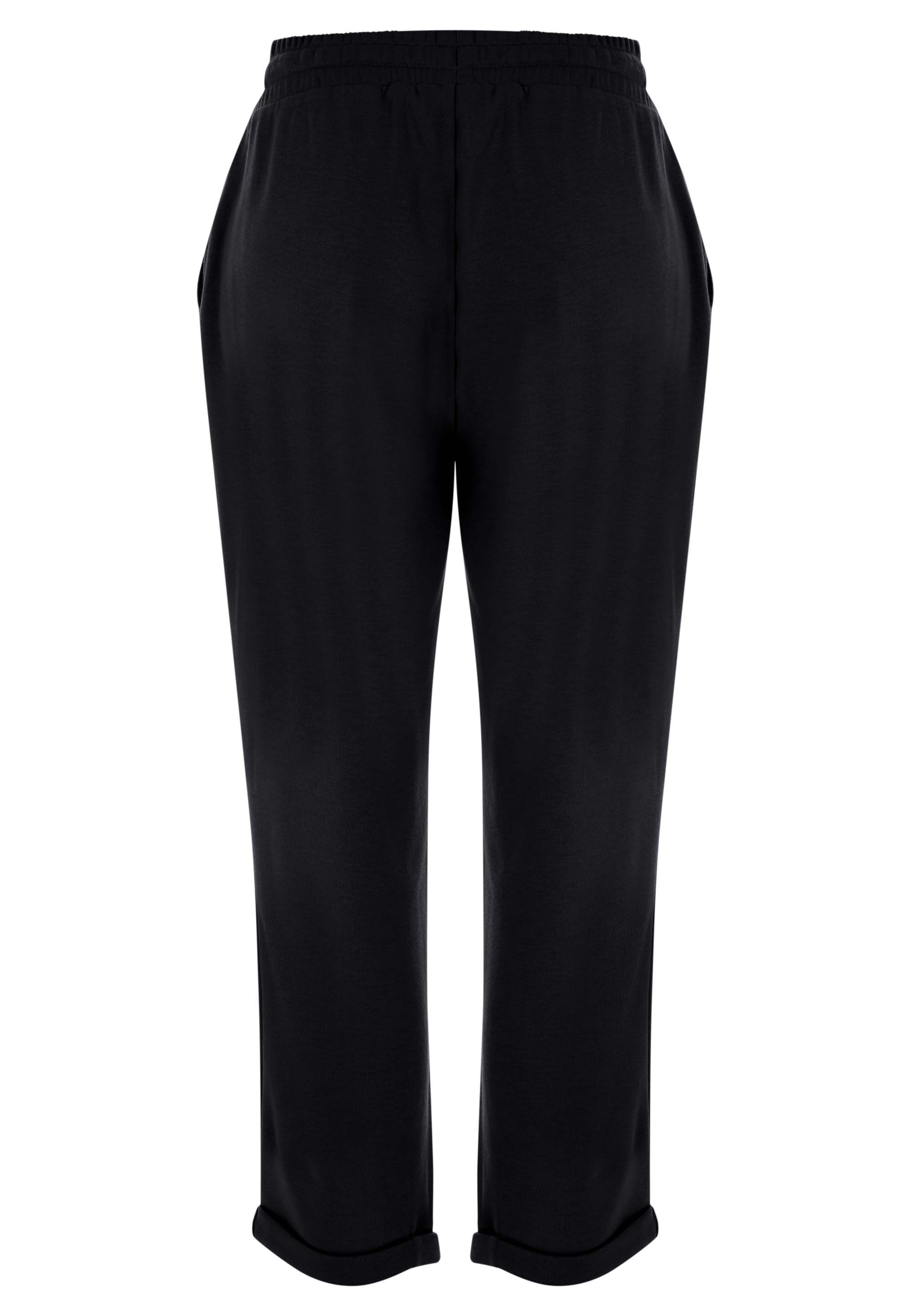Womens Black Plain Cropped Joggers