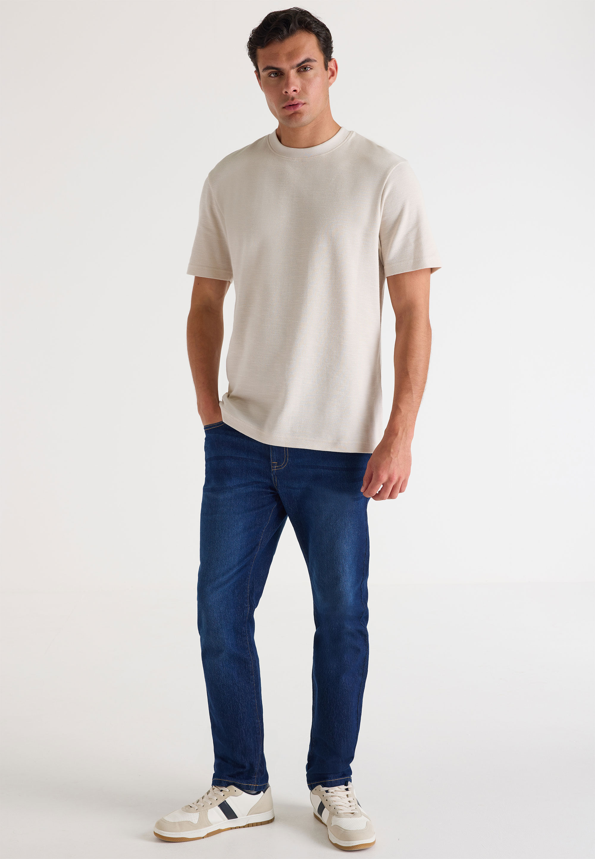 Mens Ecru Textured Oversize T-Shirt