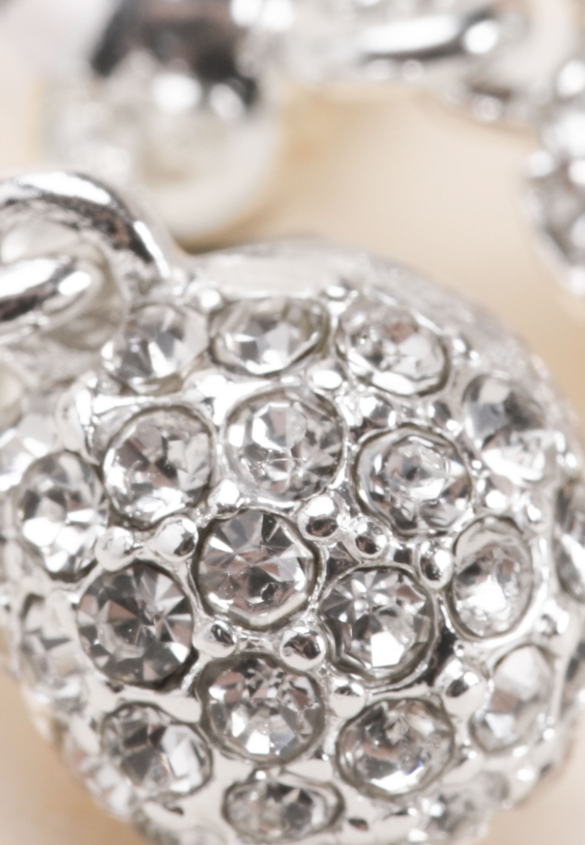 Womens Silver Diamante Circle Drop Earrings