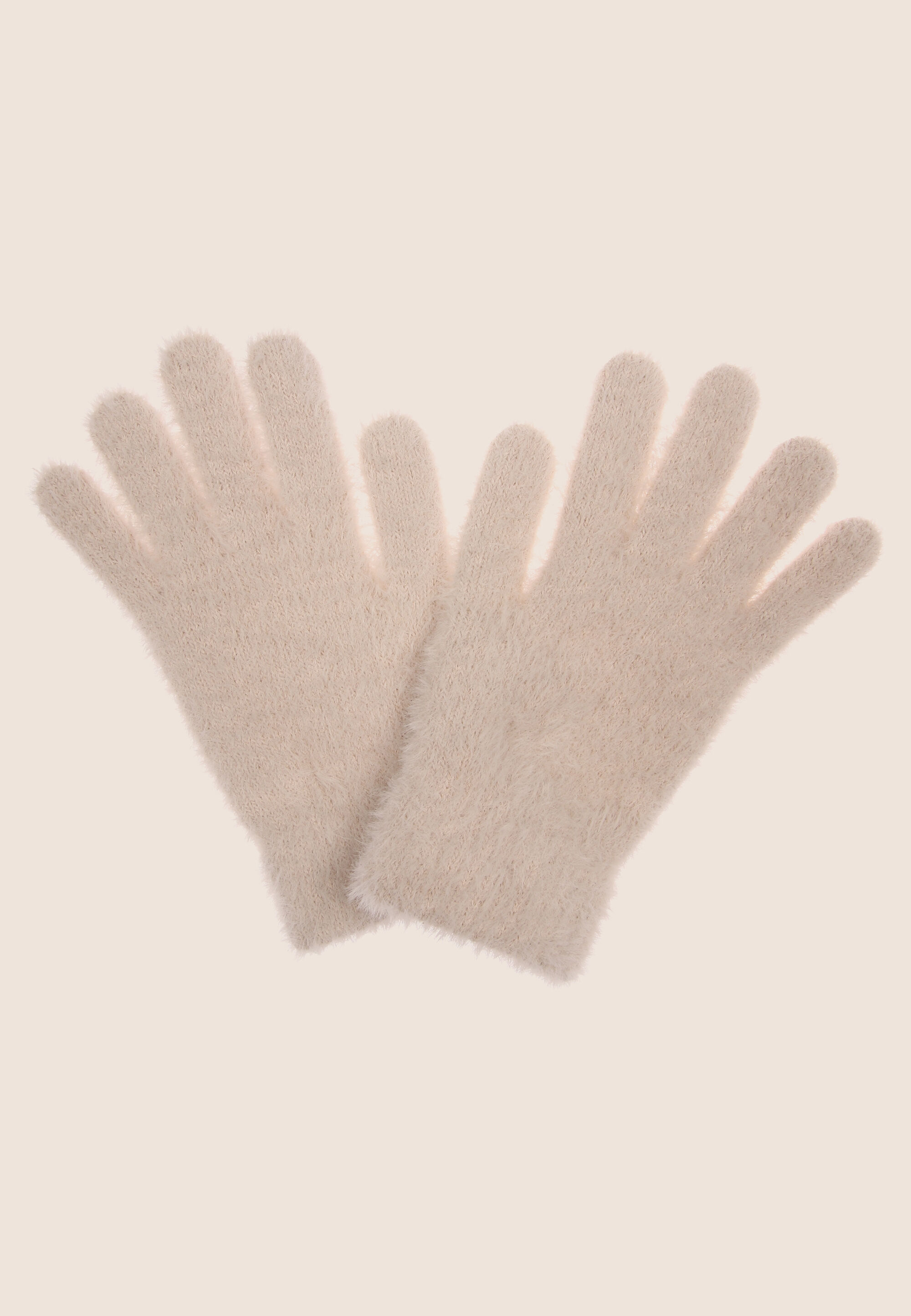 Womens Cream Eyelash Knit Gloves