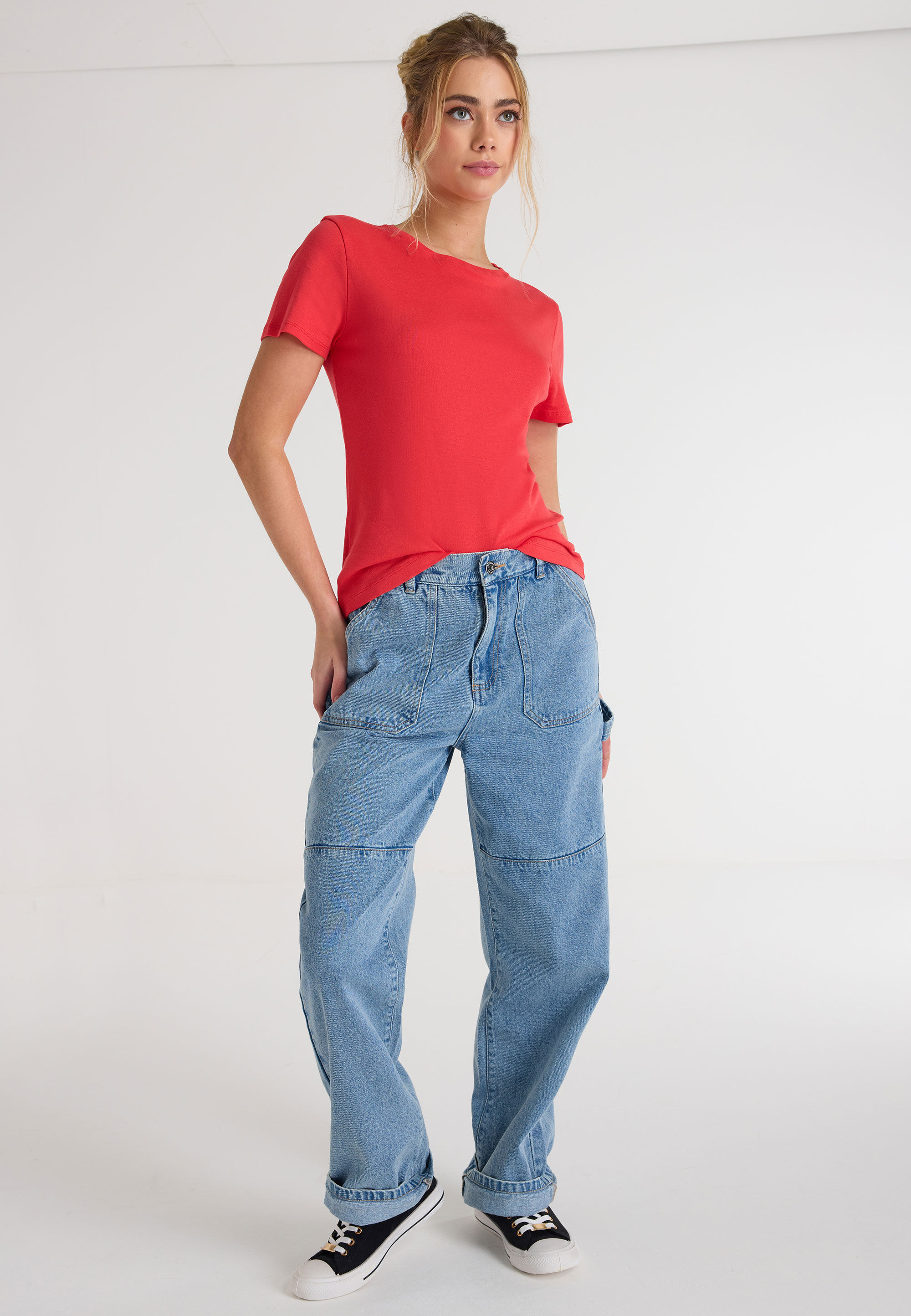 Womens Red Crew Neck T-shirt
