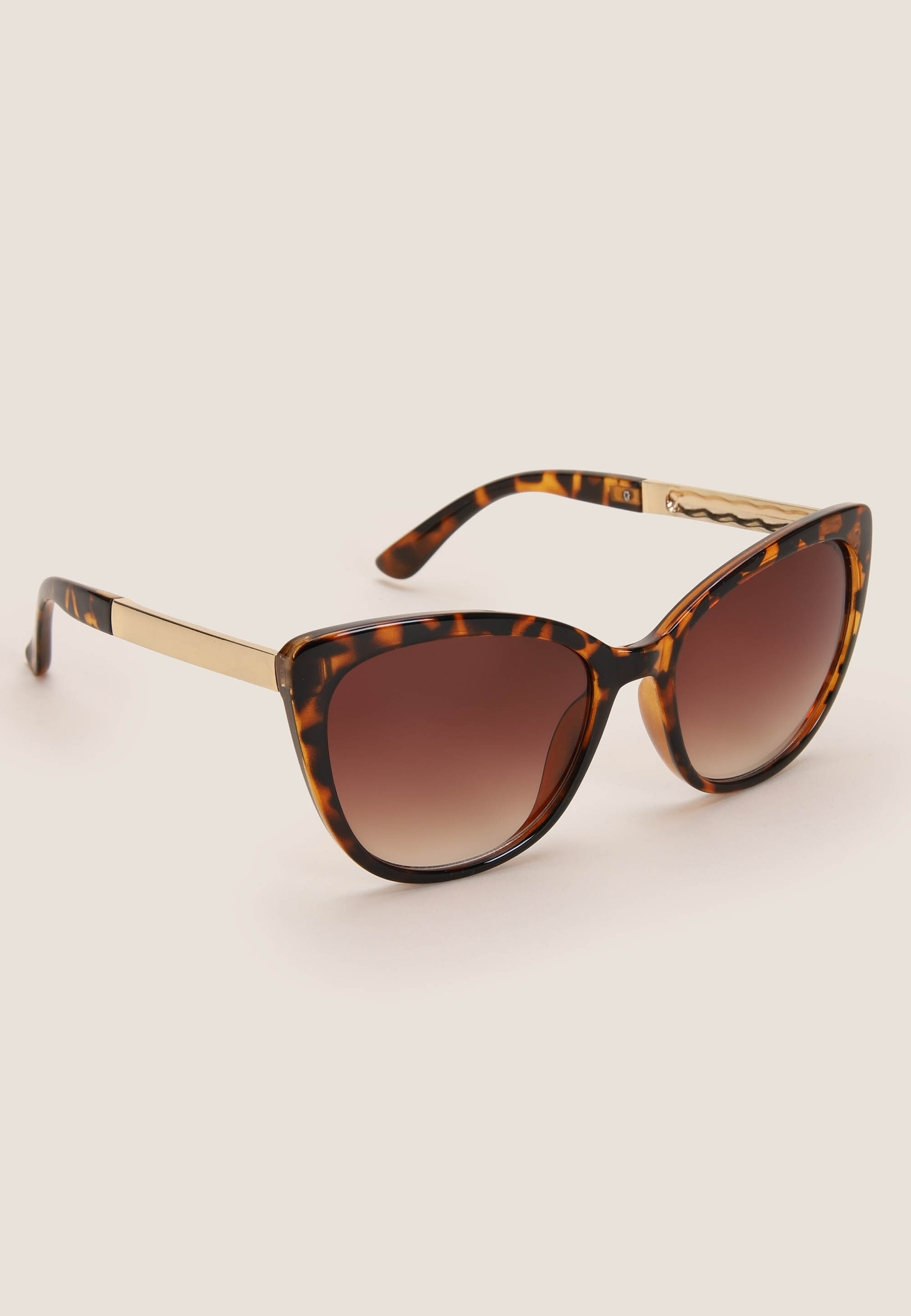 Womens Brown Tortoise Print Cats Eye Sunglasses