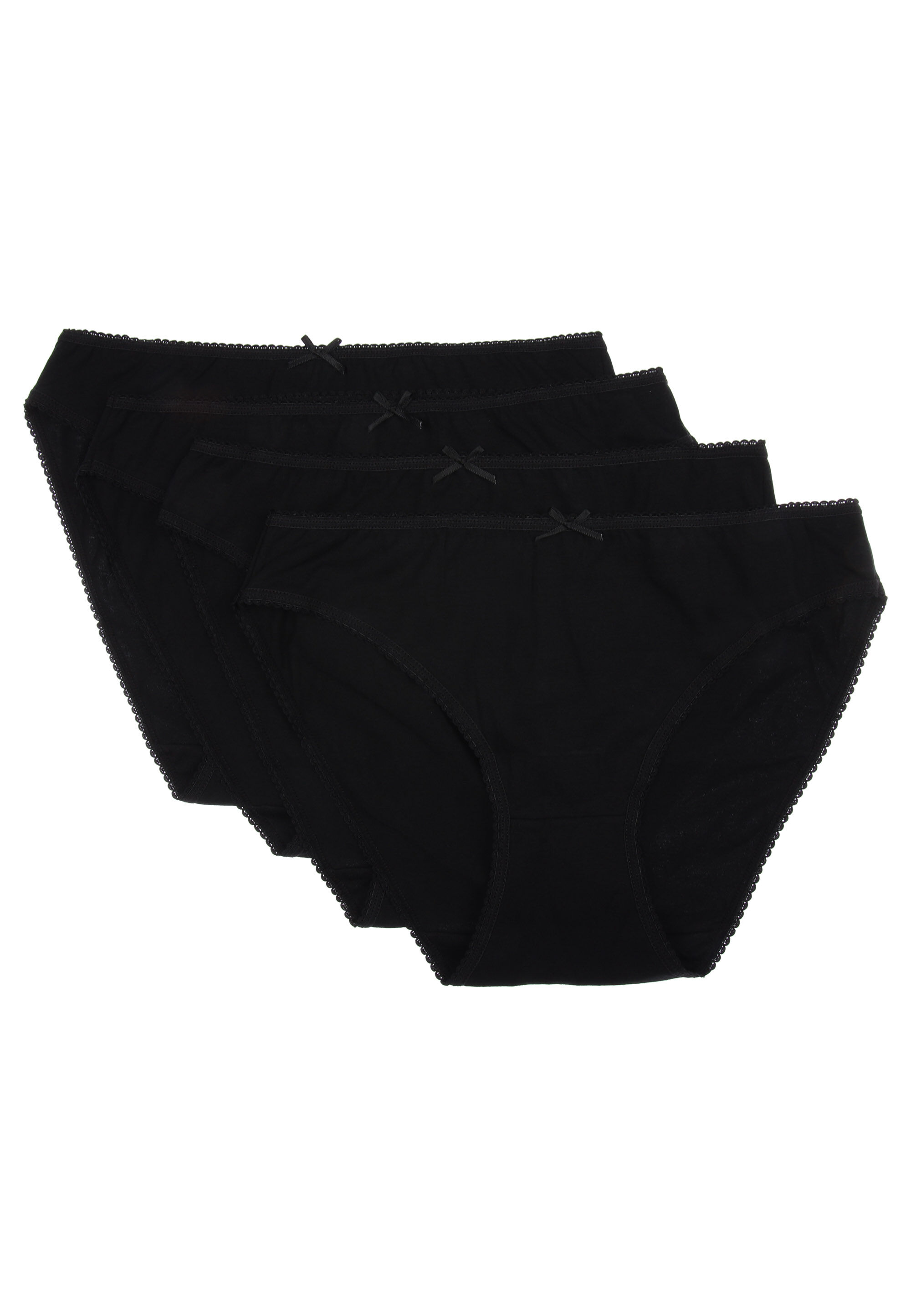 Womens 4pk Plain Black High Cut Briefs