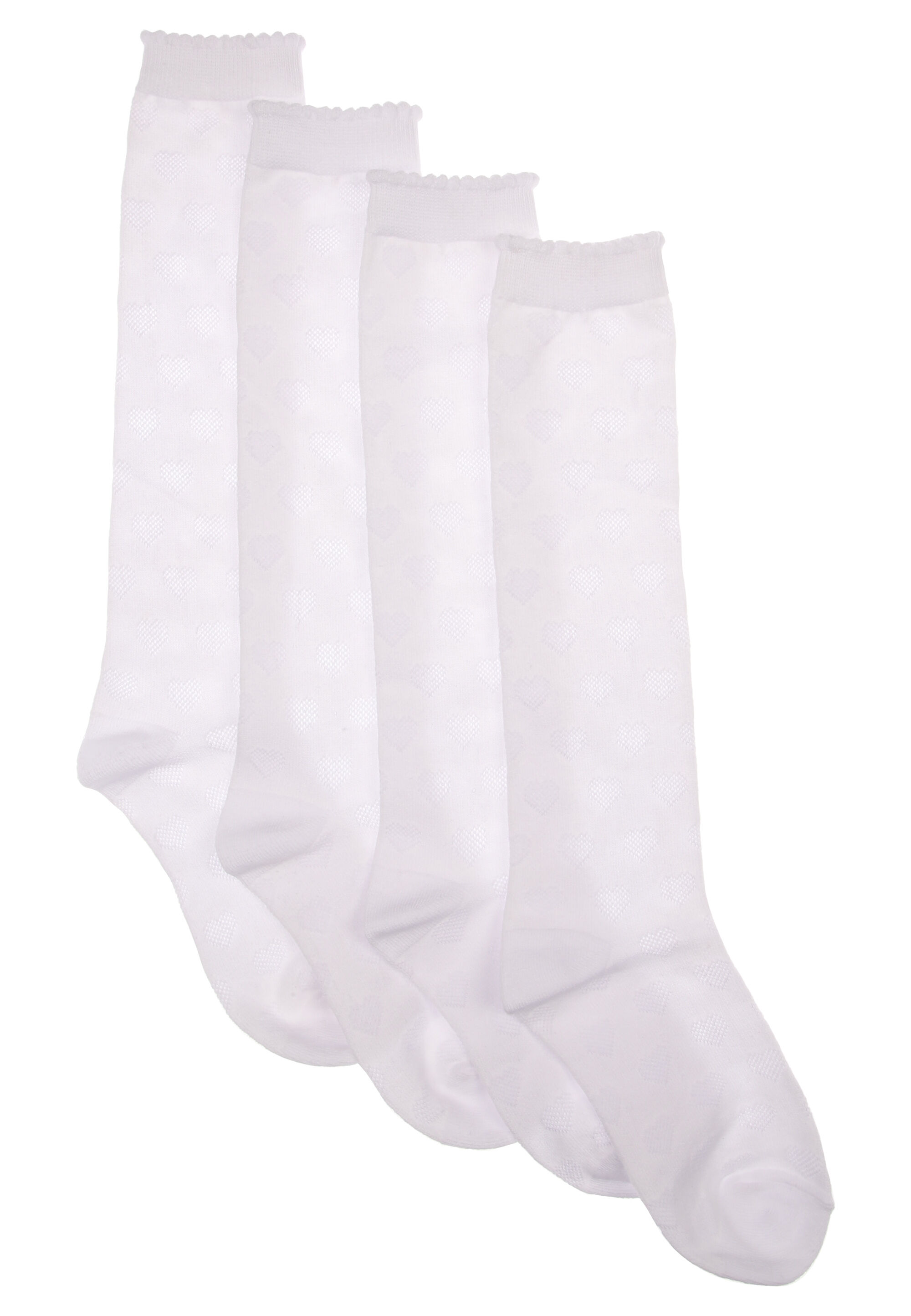 Girls 2pk White Knee High Textured Socks