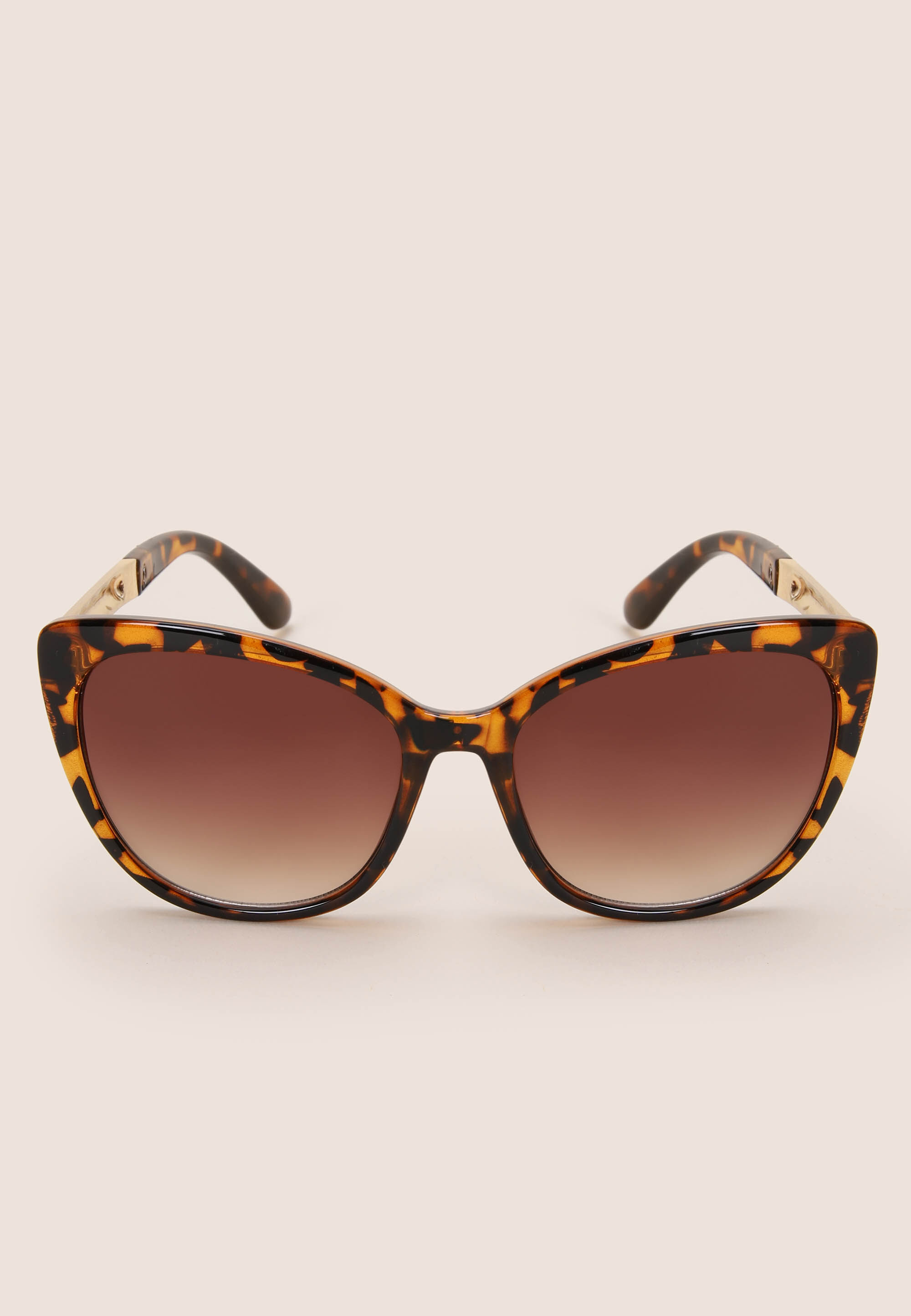 Womens Brown Tortoise Print Cats Eye Sunglasses