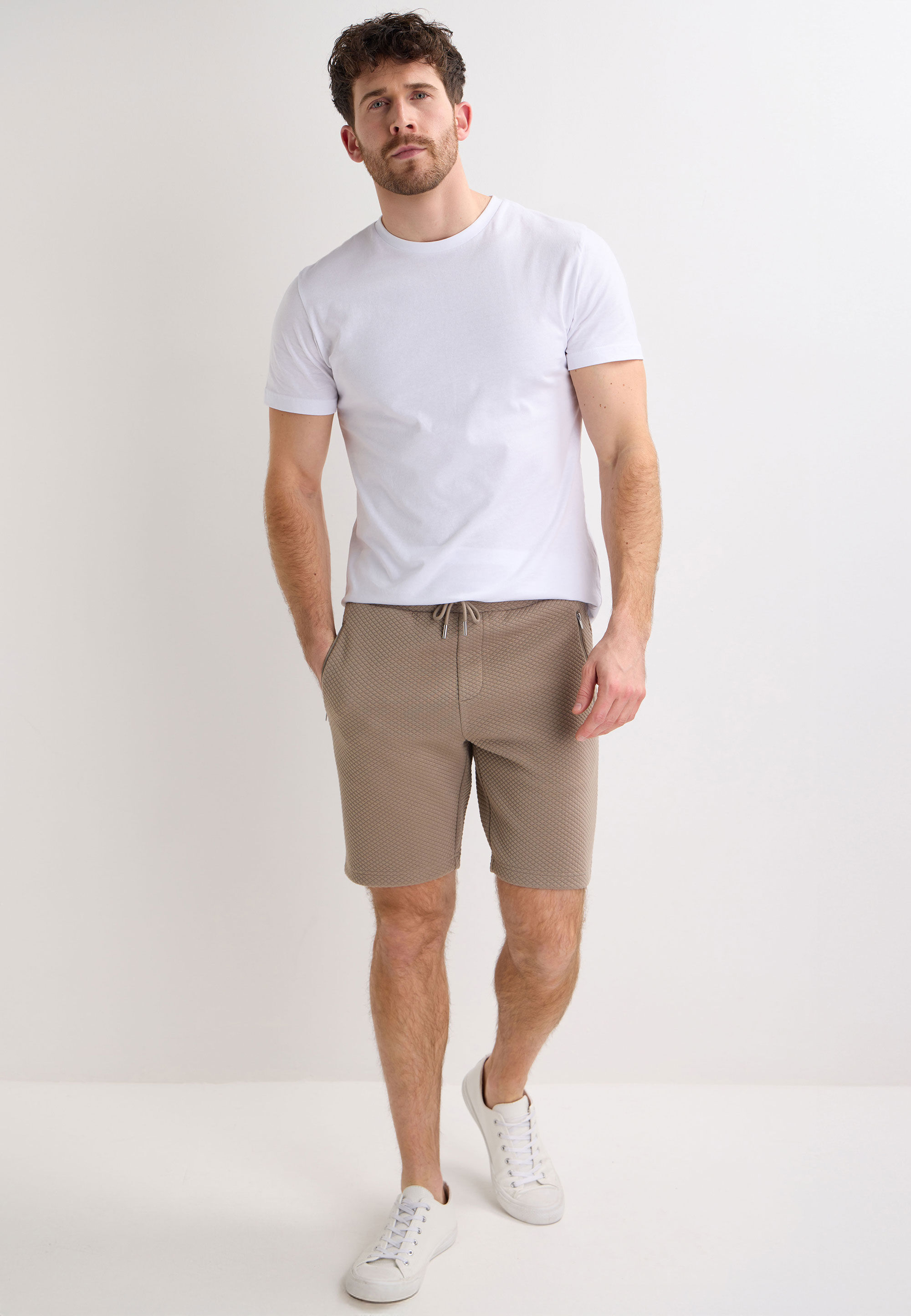 Mens Stone Charcoal Textured Shorts