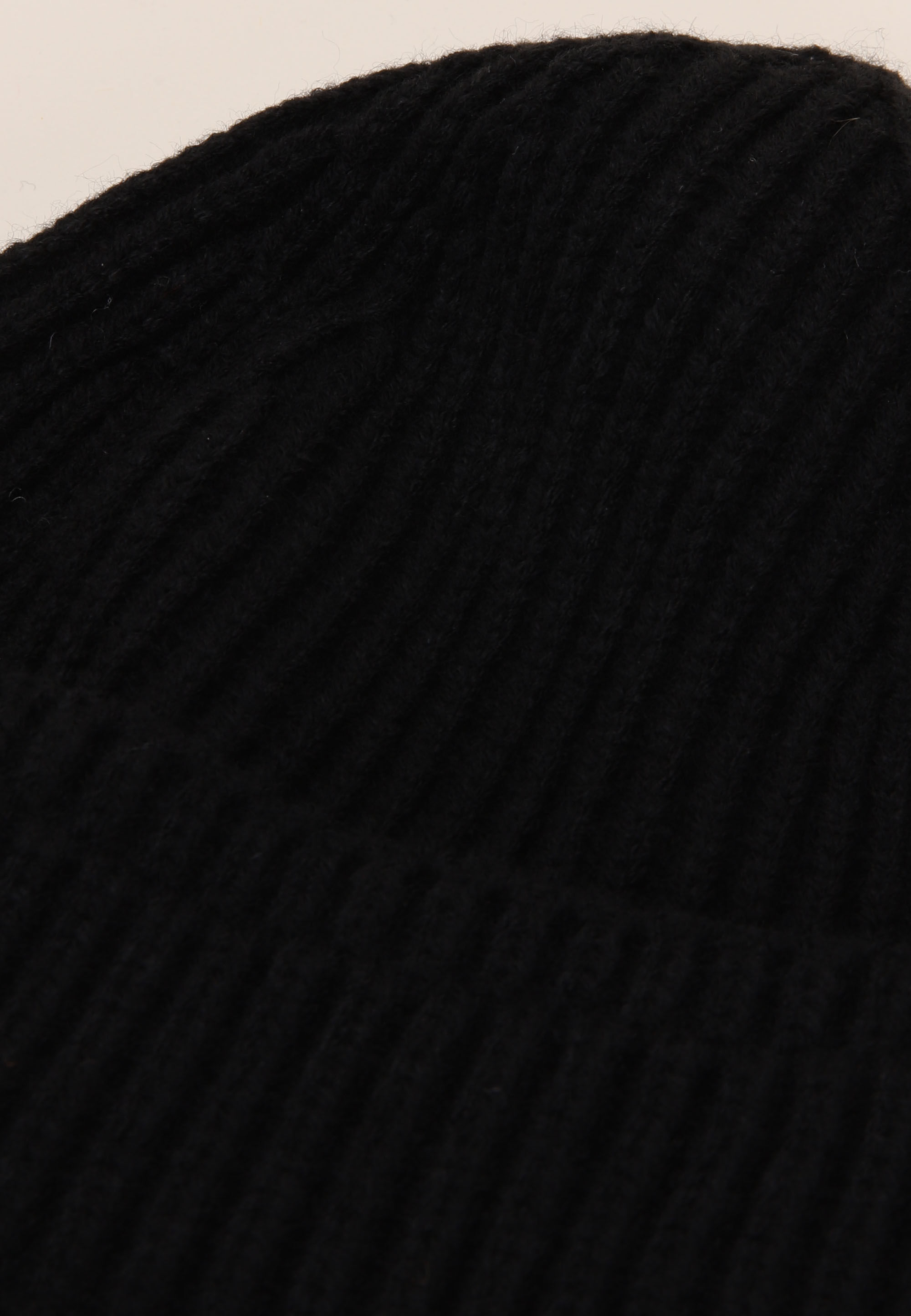 Mens Black Plain Knitted Fisherman Beanie