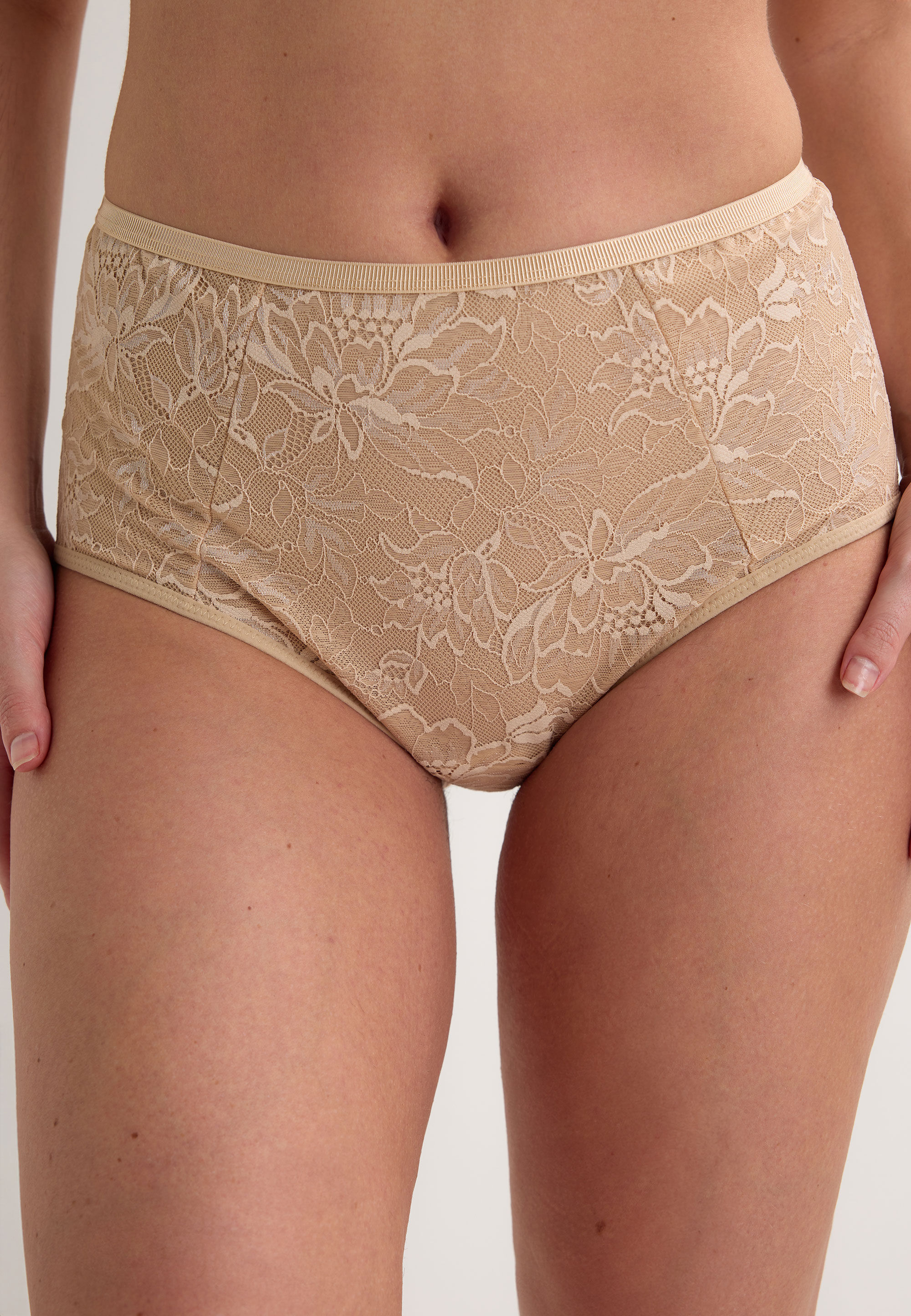 Womens Natural Lace Seamless Control Briefs