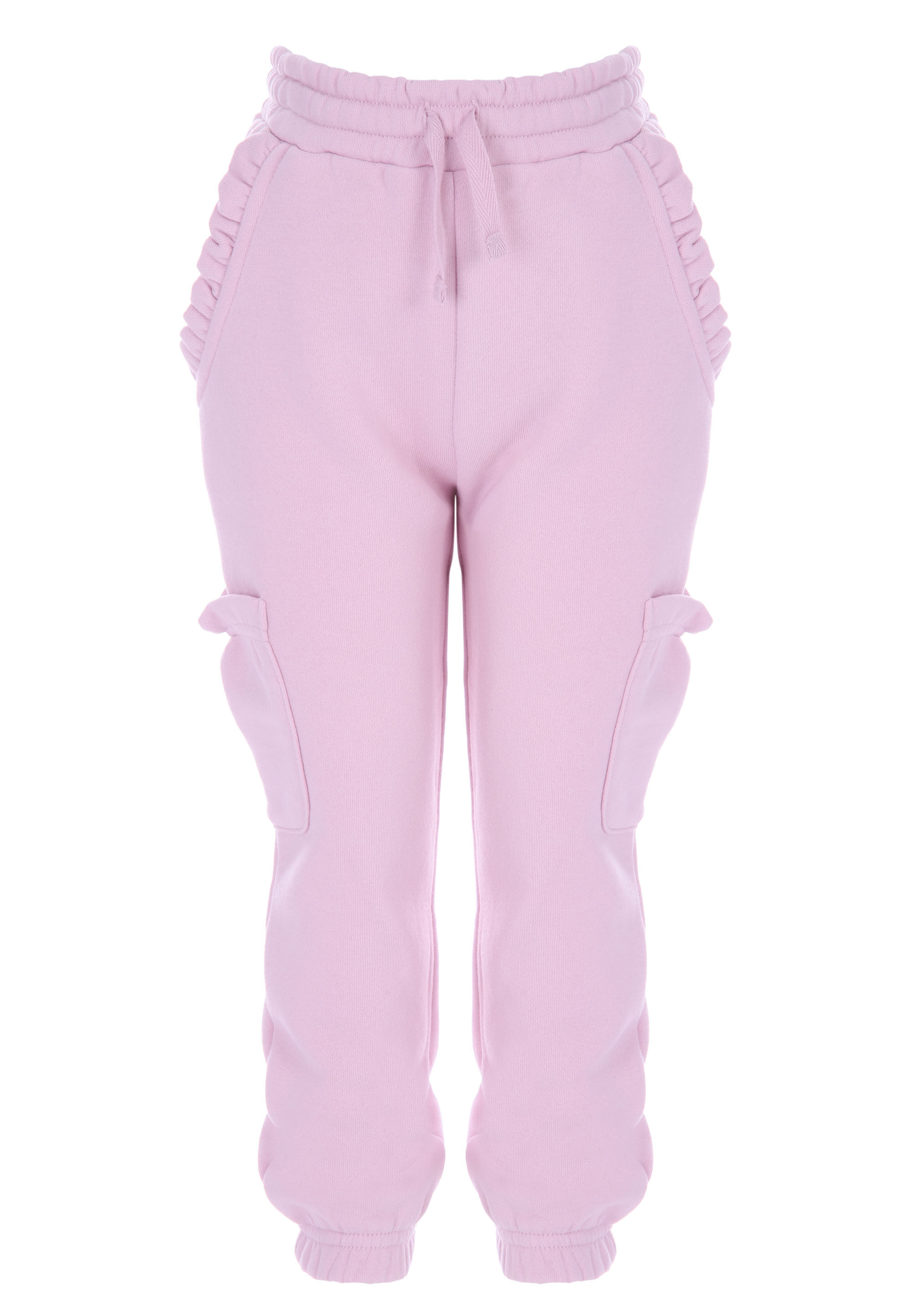 Younger Girls Pink Ruffle Cargo Joggers