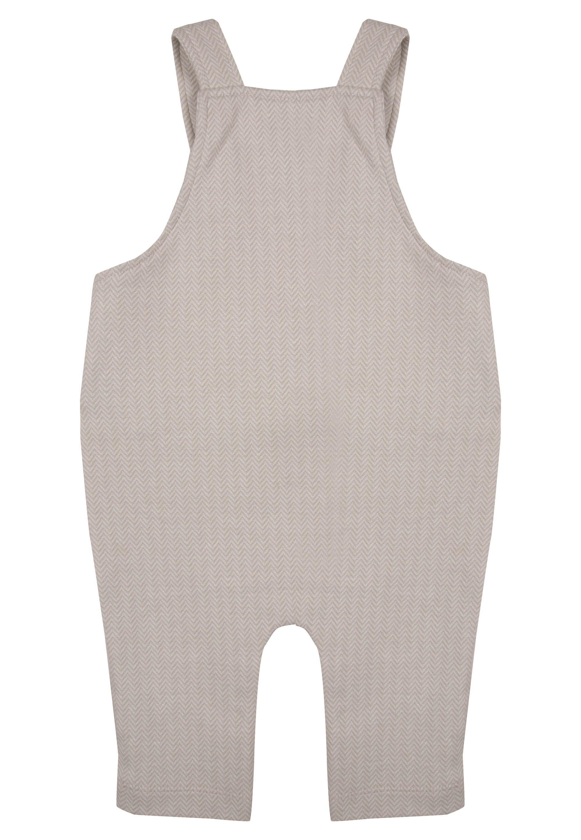 Baby Boys Grey Polo Body and Herringbone Dungaree Set