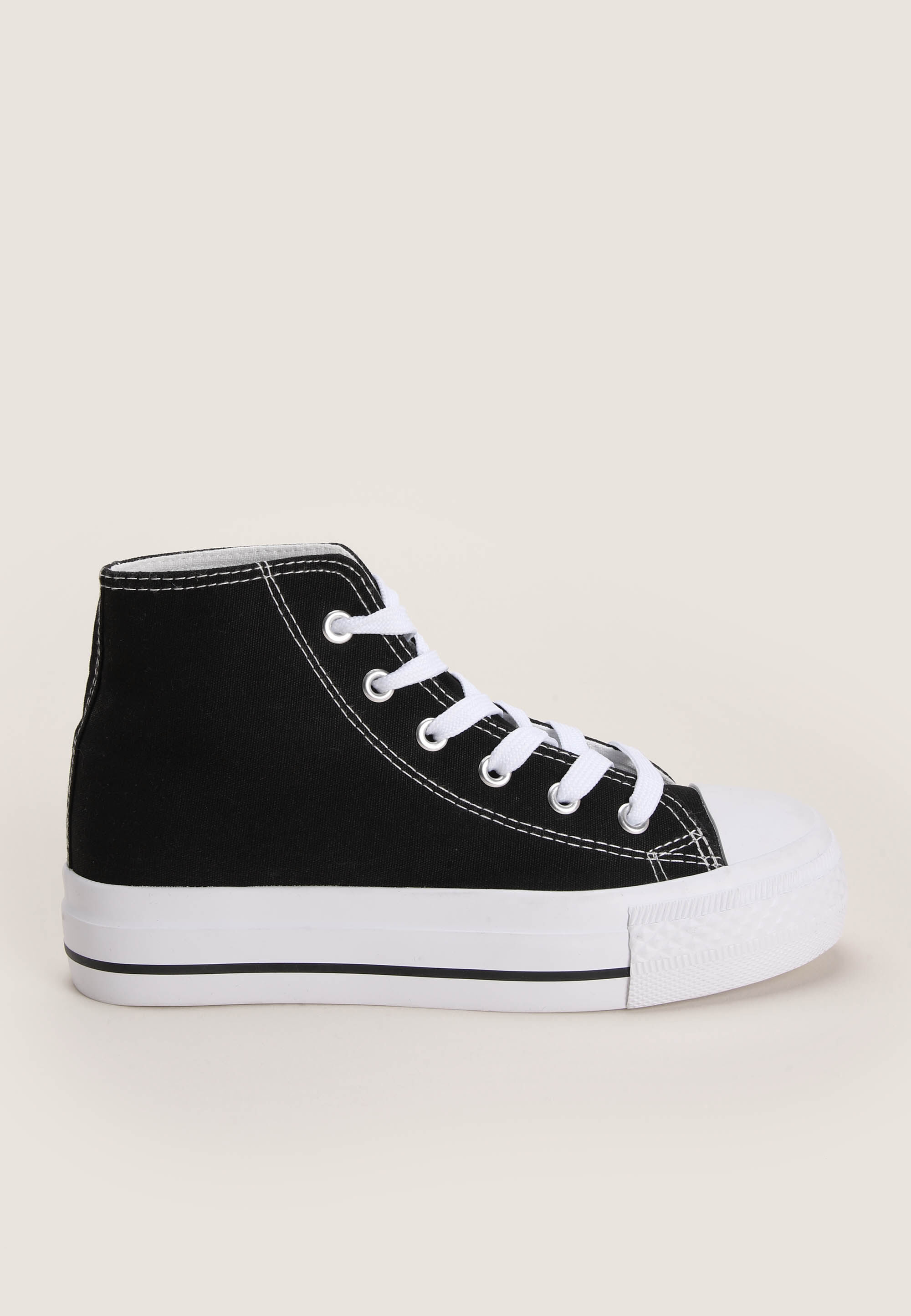 Older Girls Black High Top Platform Trainers