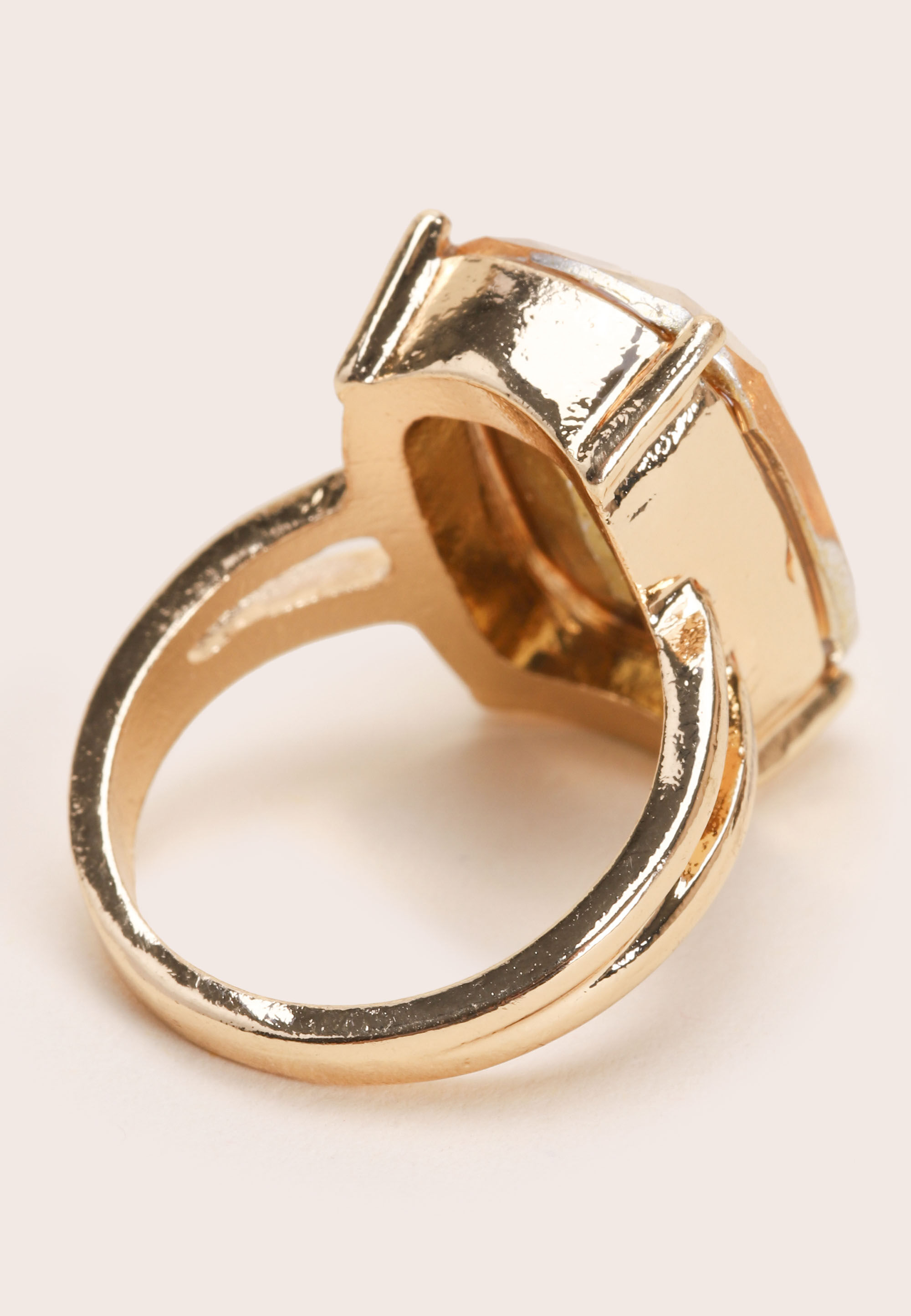 Womens Gold Cocktail Stone Ring