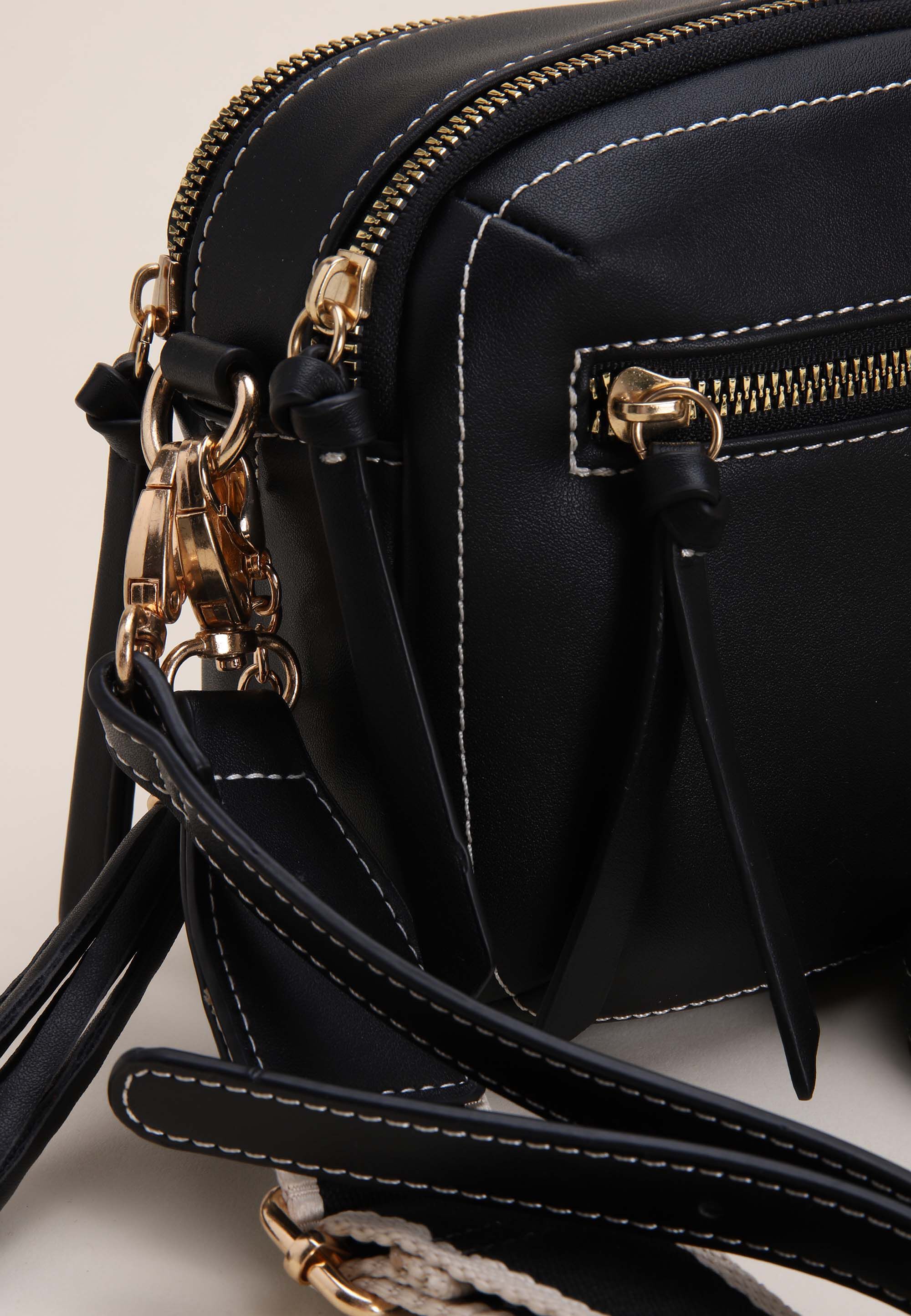 Womens Black Tassel PU Camera Bag