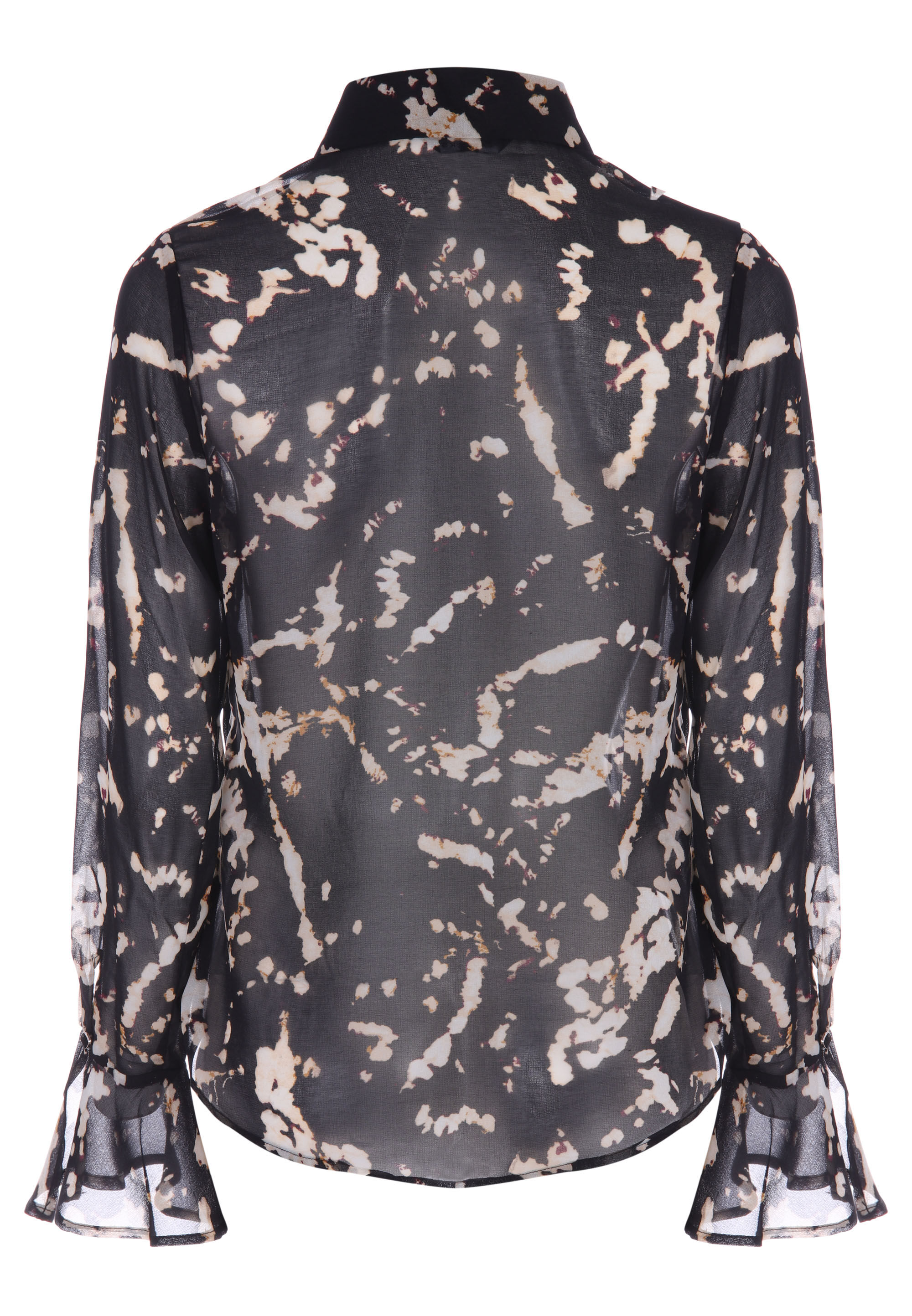 Womens Black Marble Print Chiffon Shirt
