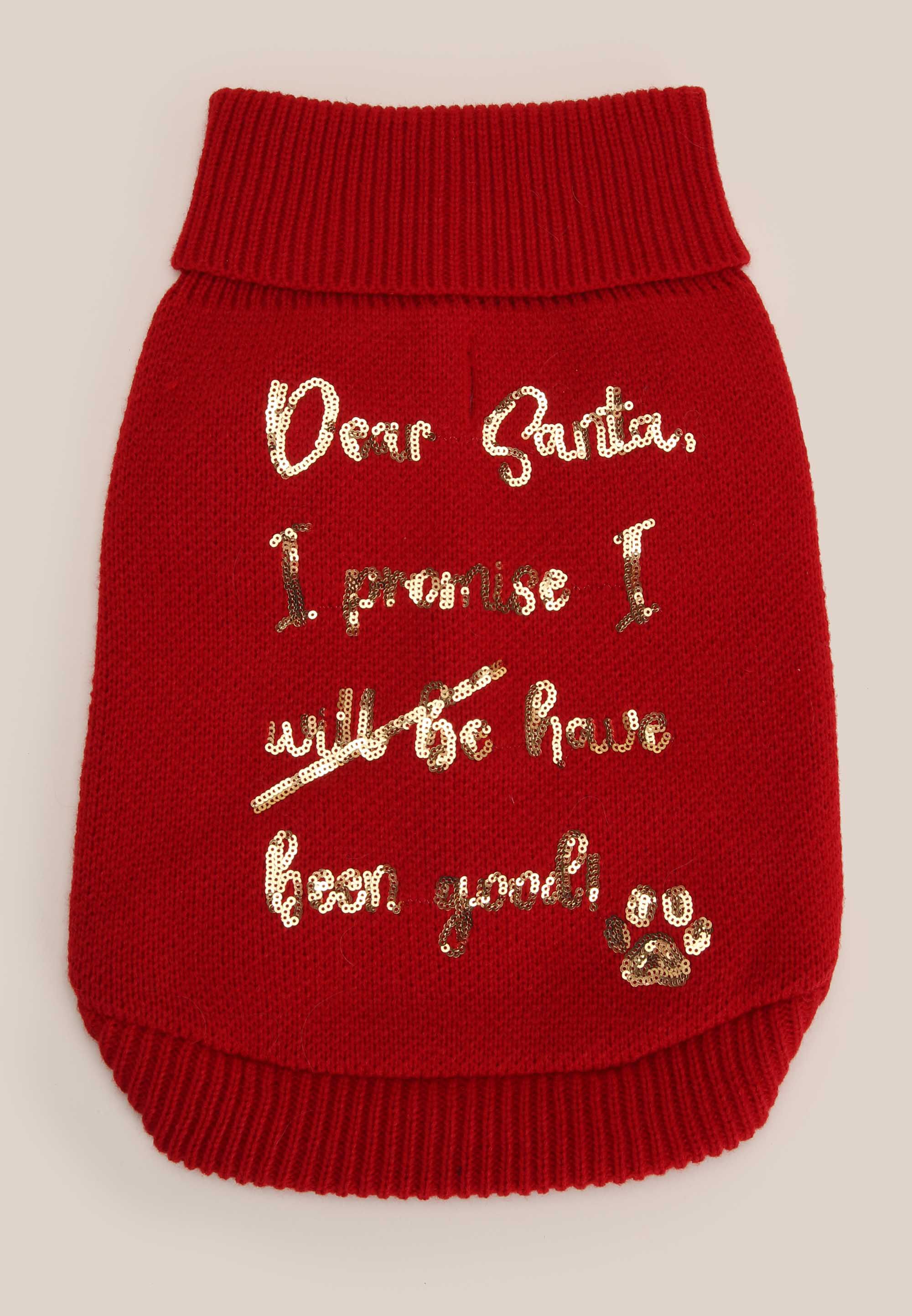 Dogs Red & Gold Sequin Christmas Slogan Jumper